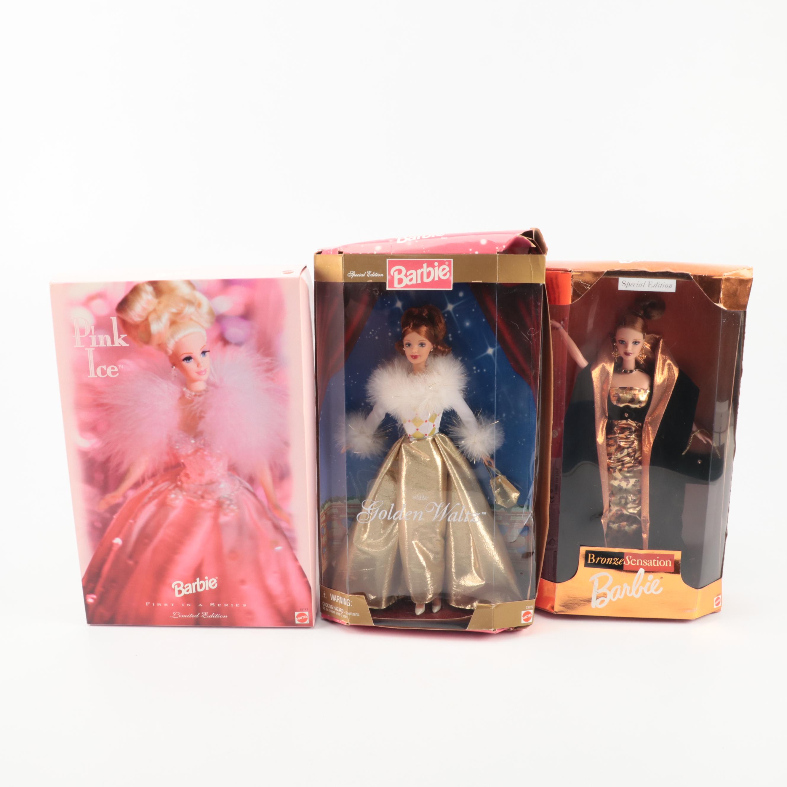 Mattel Golden Waltz, Pink ribbon, Bronze Sensation and More Barbie Dolls