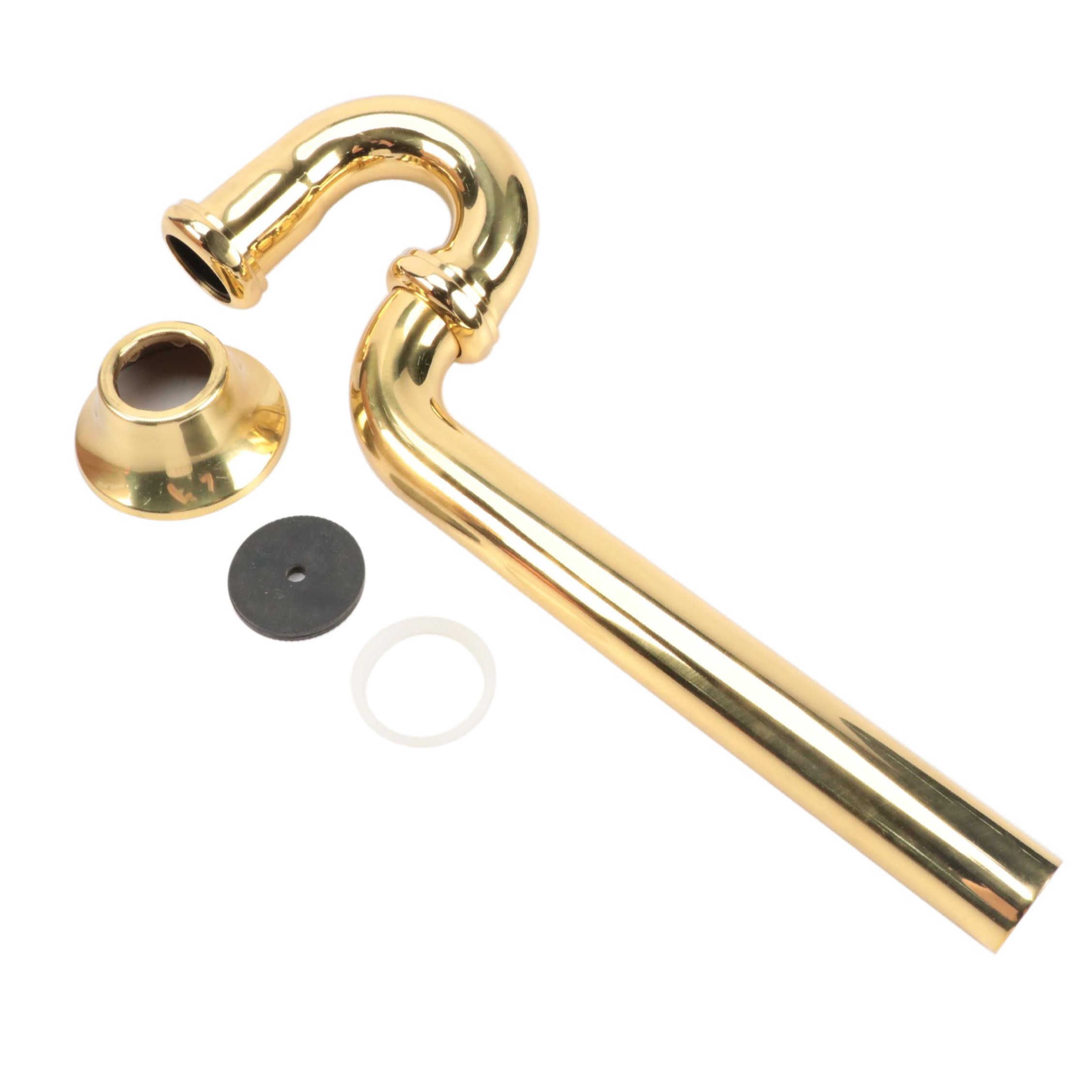 Bathroom Trim Kit with Extra Long P-Trap for Copper Pipe in Polished Brass
