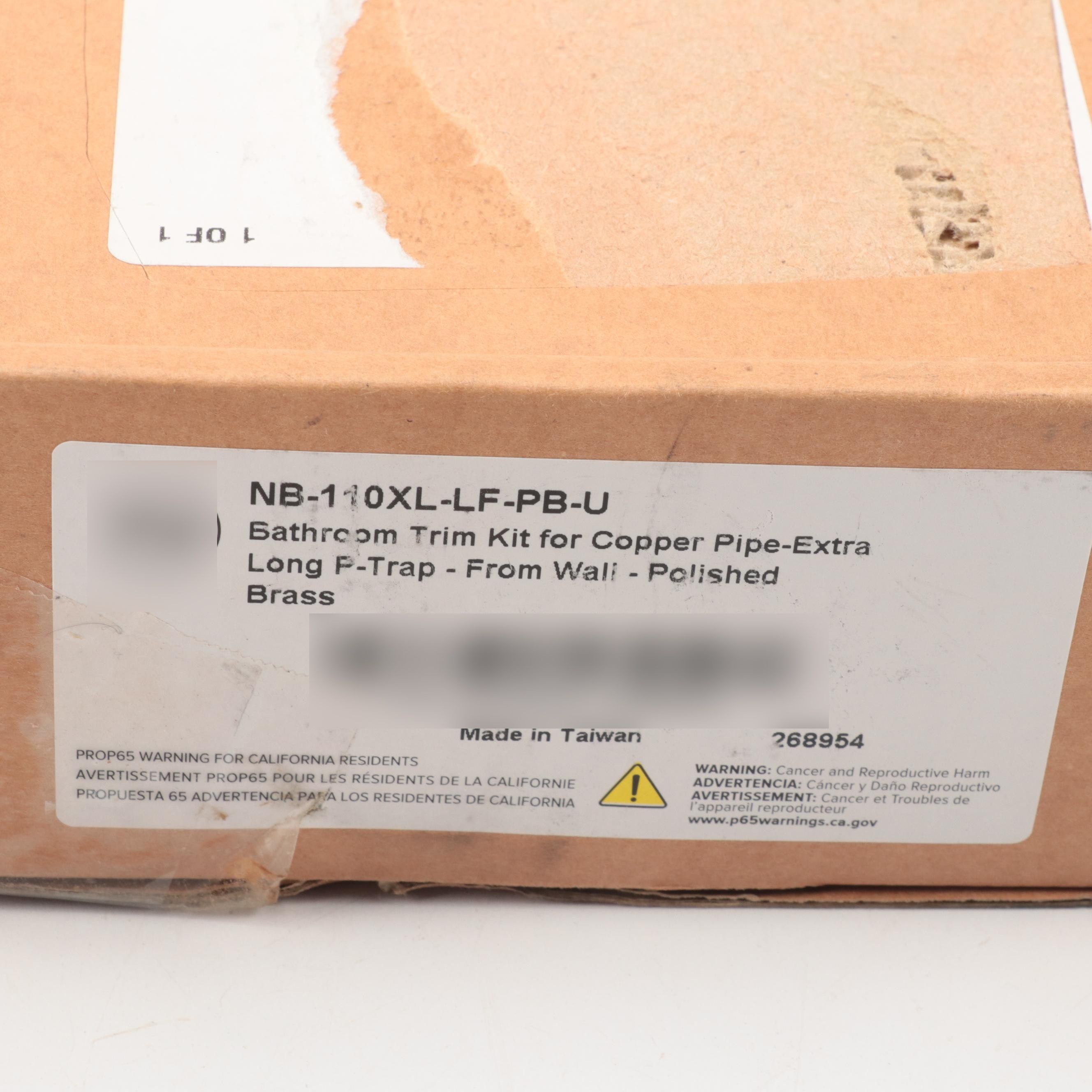 Bathroom Trim Kit with Extra Long P-Trap for Copper Pipe in Polished Brass