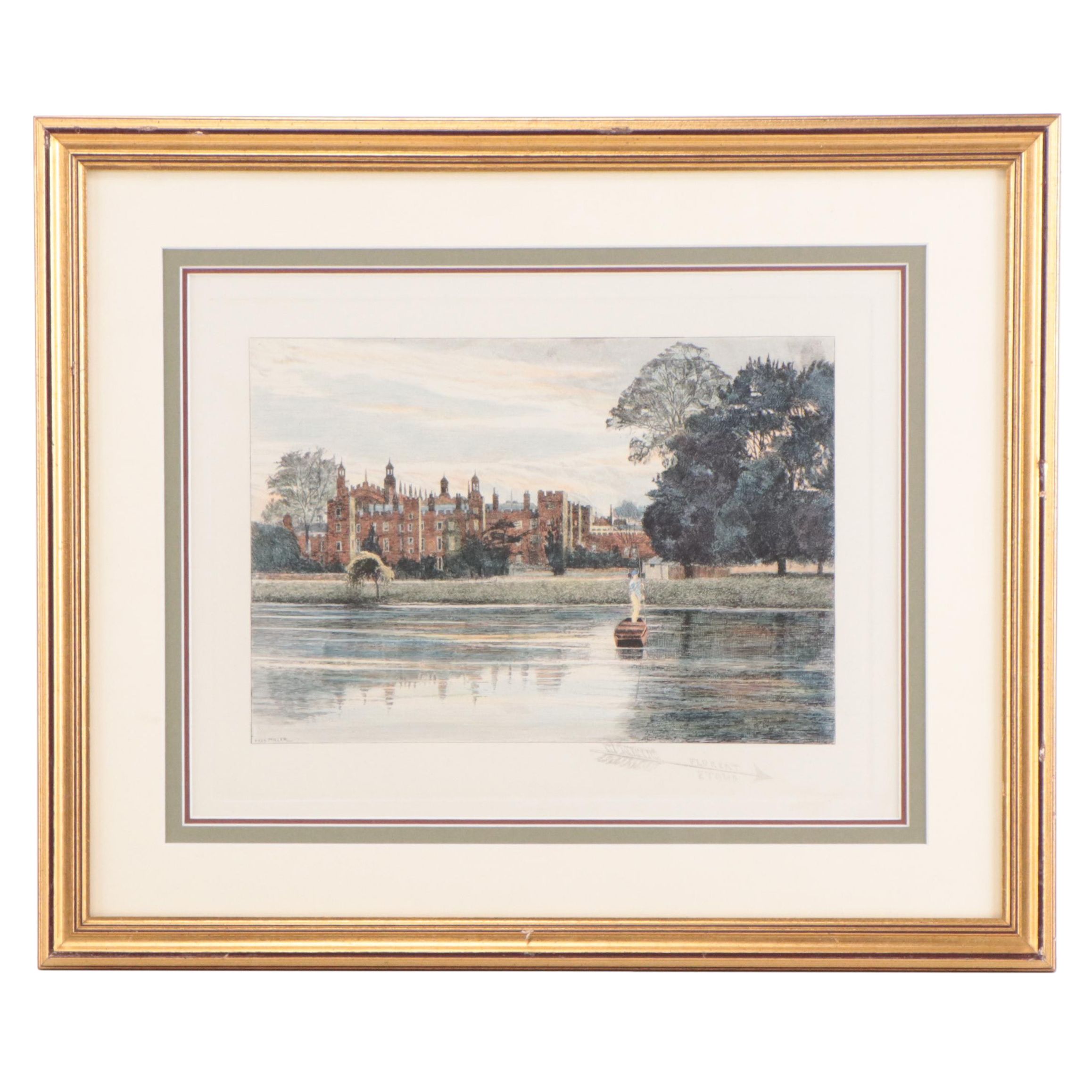 Fred Miller Hand-Colored Etching "Floreat Etona"