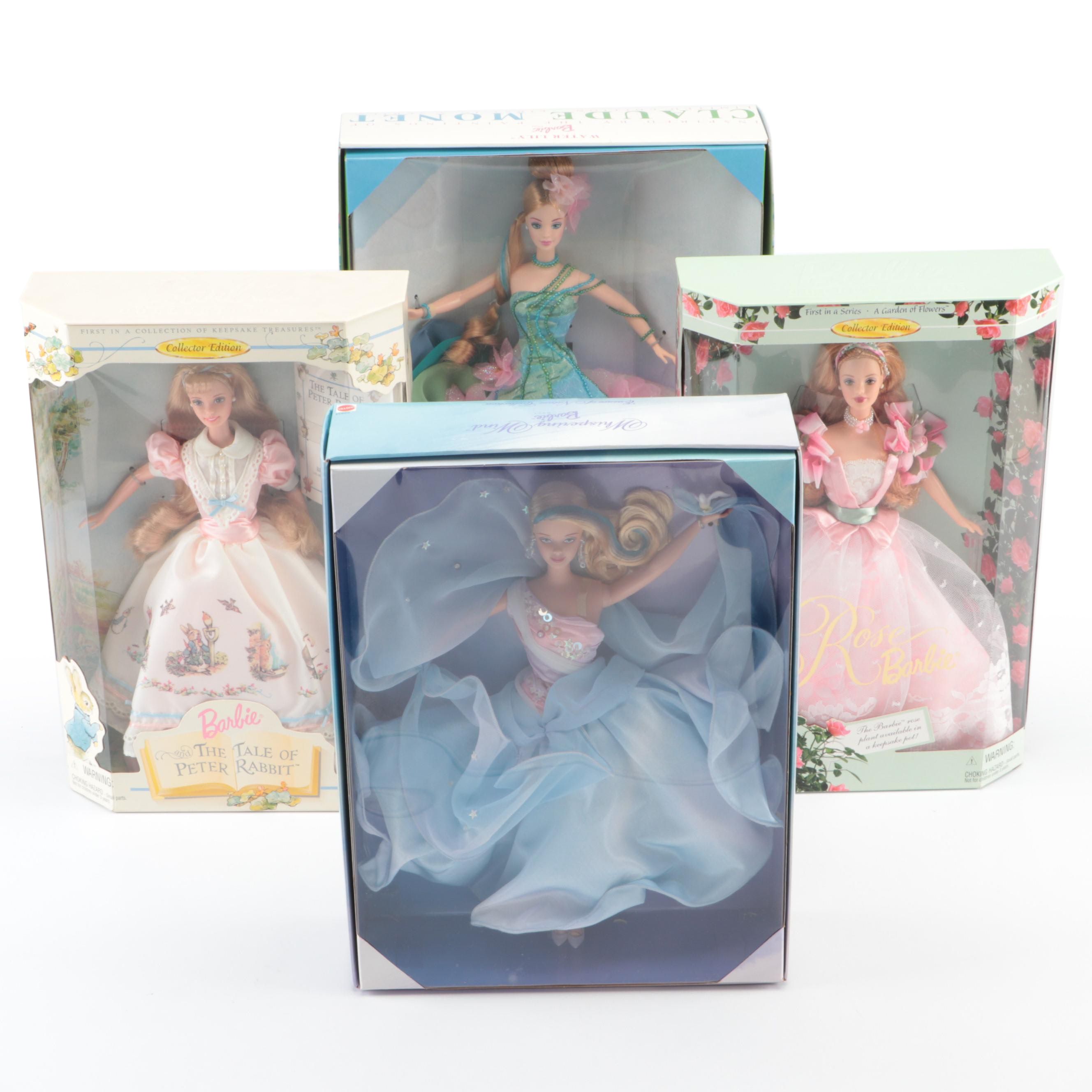 Mattel Claude Monet "Water Lily" with "Peter Rabbit" and Other Barbie Dolls