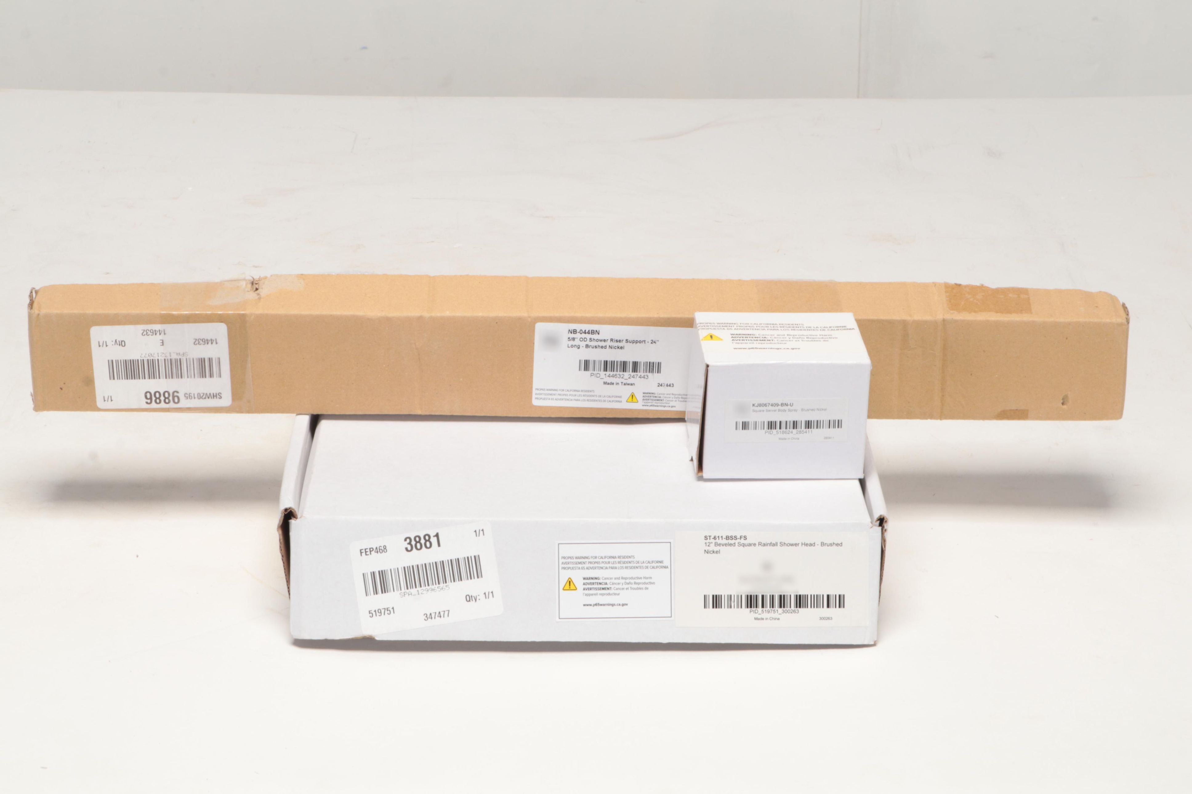 12" Rainfall Showerhead With OD Shower Riser Support and Swivel Body Spray