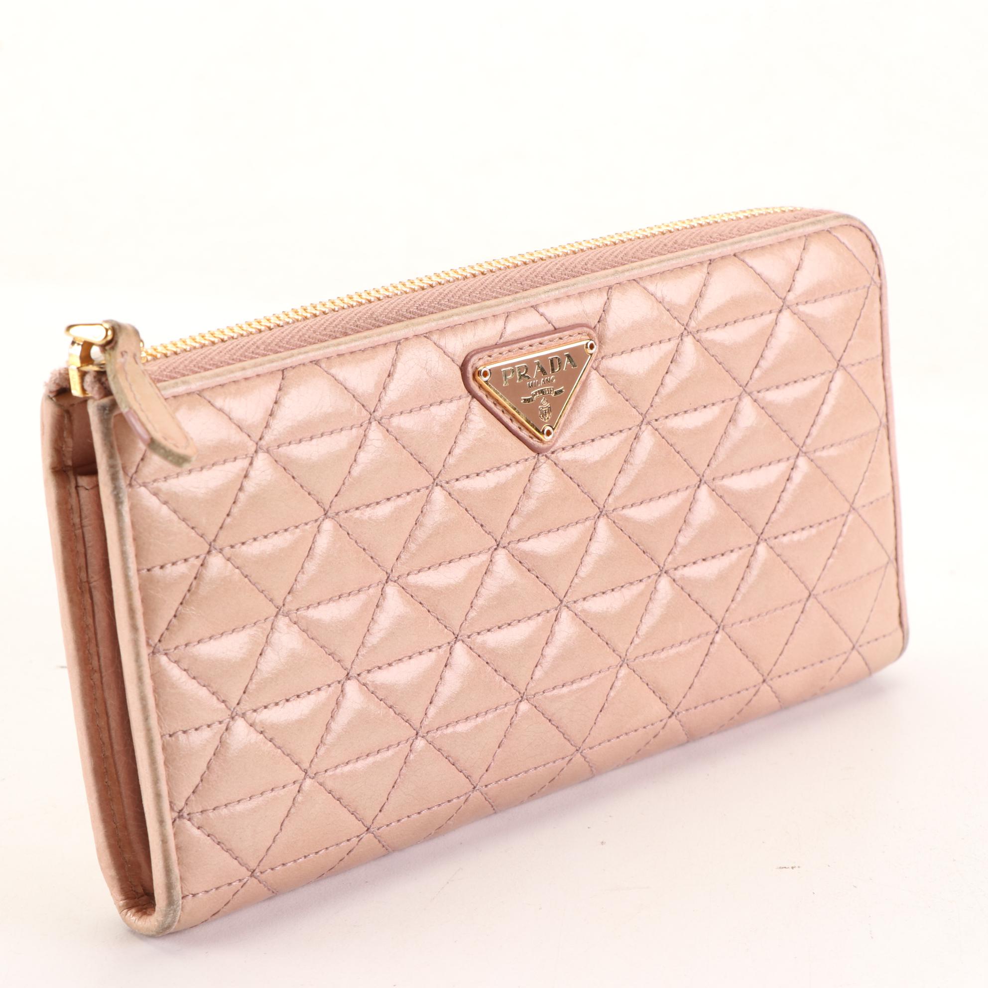 Prada Quilted Leather Zip-Around Wallet