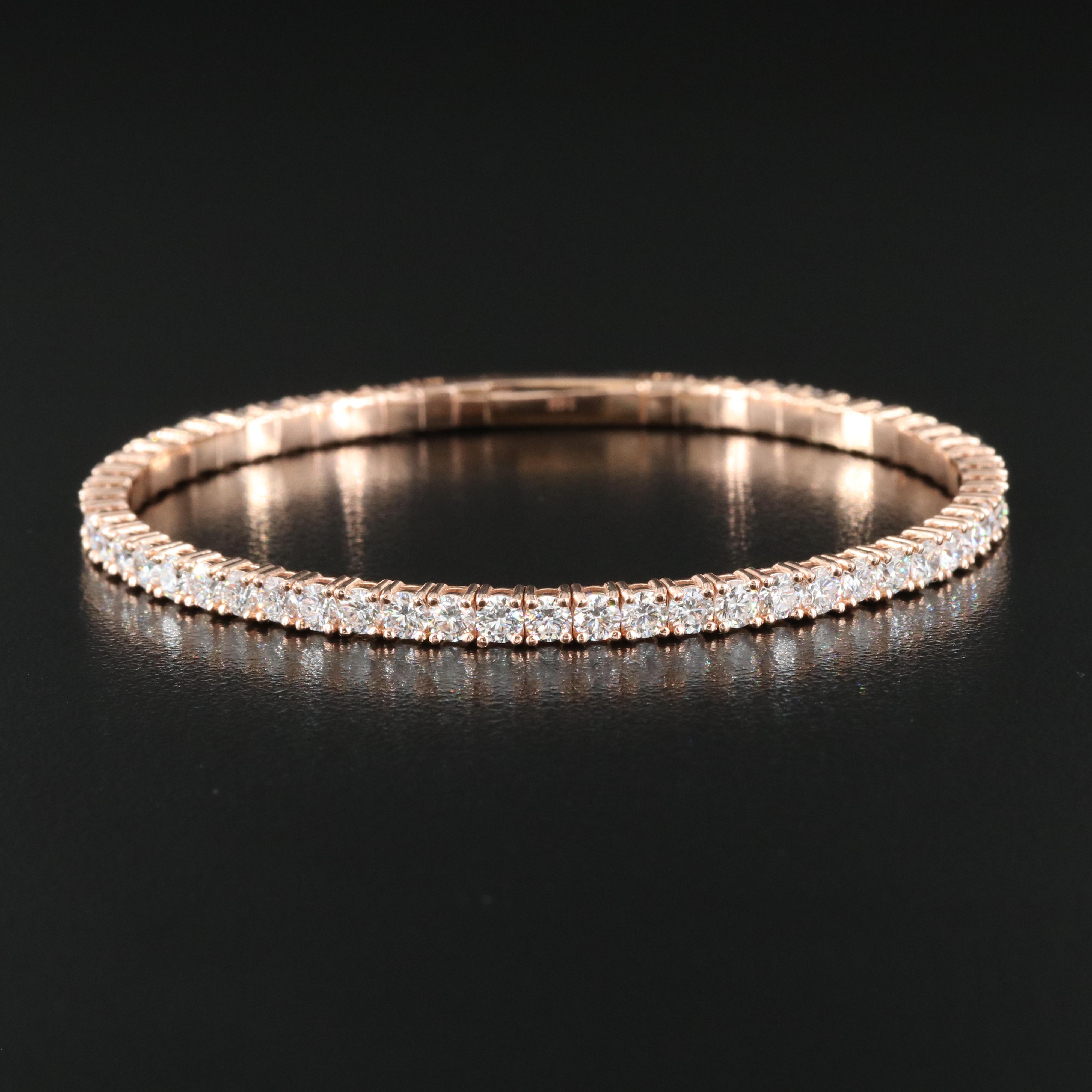 14K Rose Gold 6.12 CTW Lab Grown Diamond Flex Bangle Bracelet