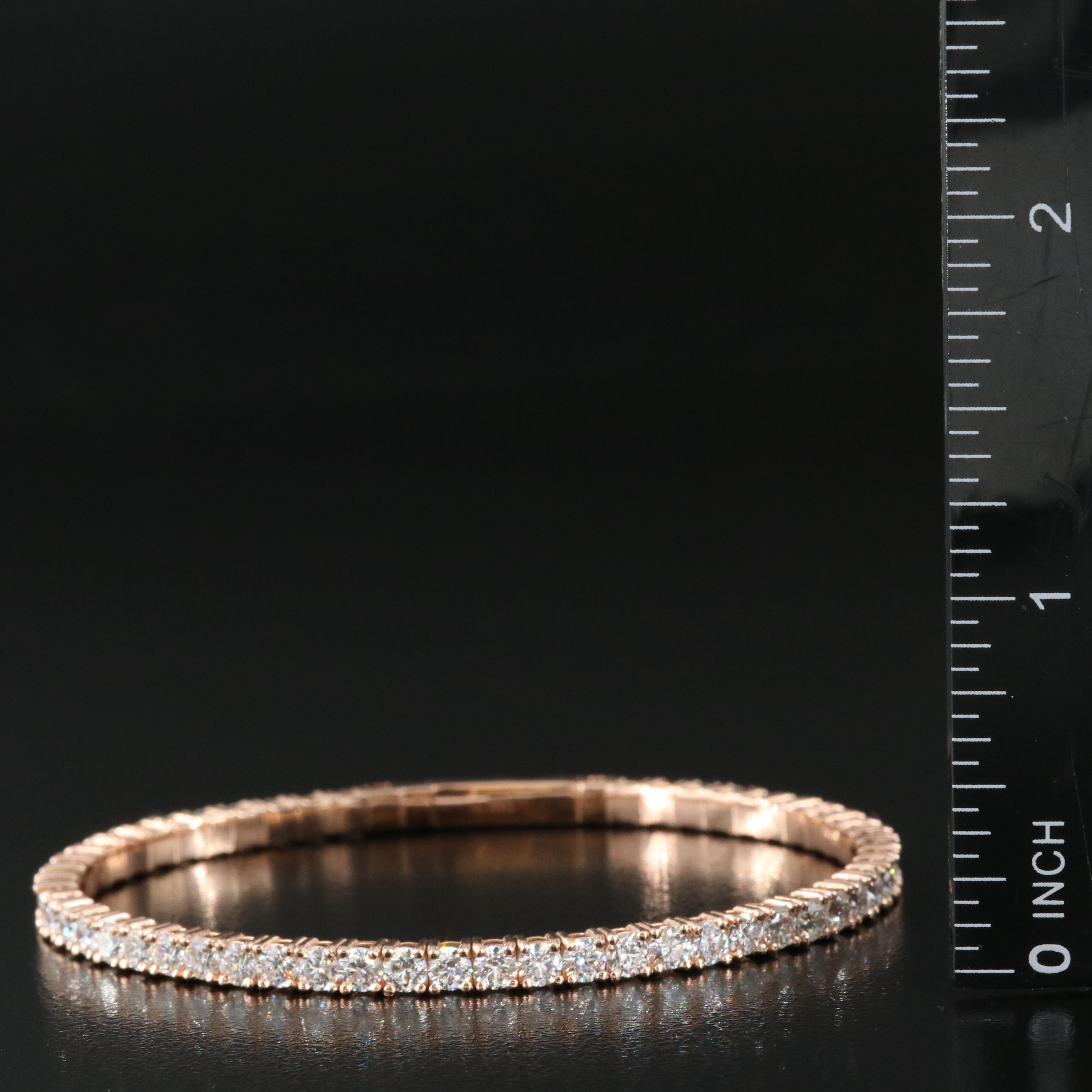 14K Rose Gold 6.12 CTW Lab Grown Diamond Flex Bangle Bracelet