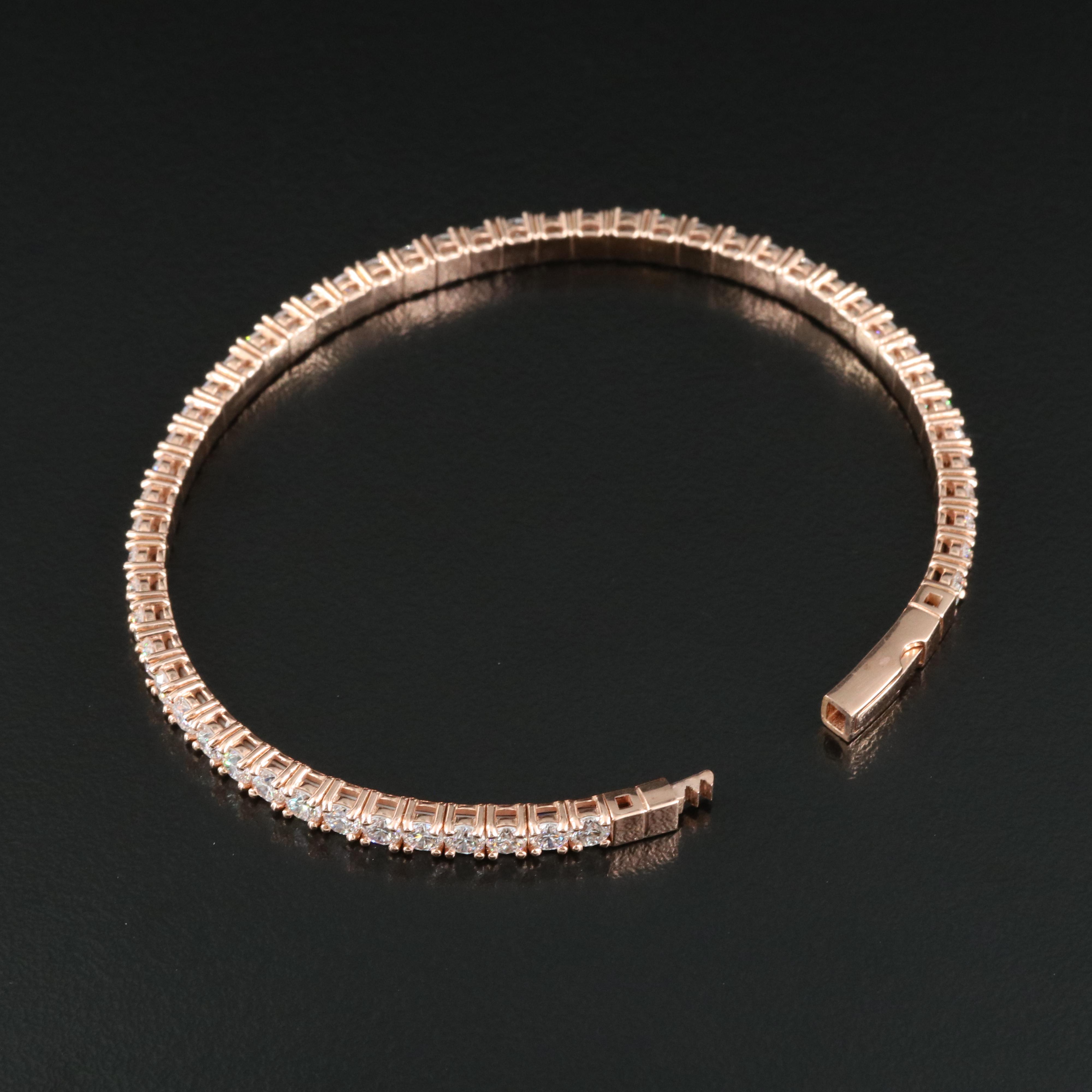 14K Rose Gold 6.12 CTW Lab Grown Diamond Flex Bangle Bracelet