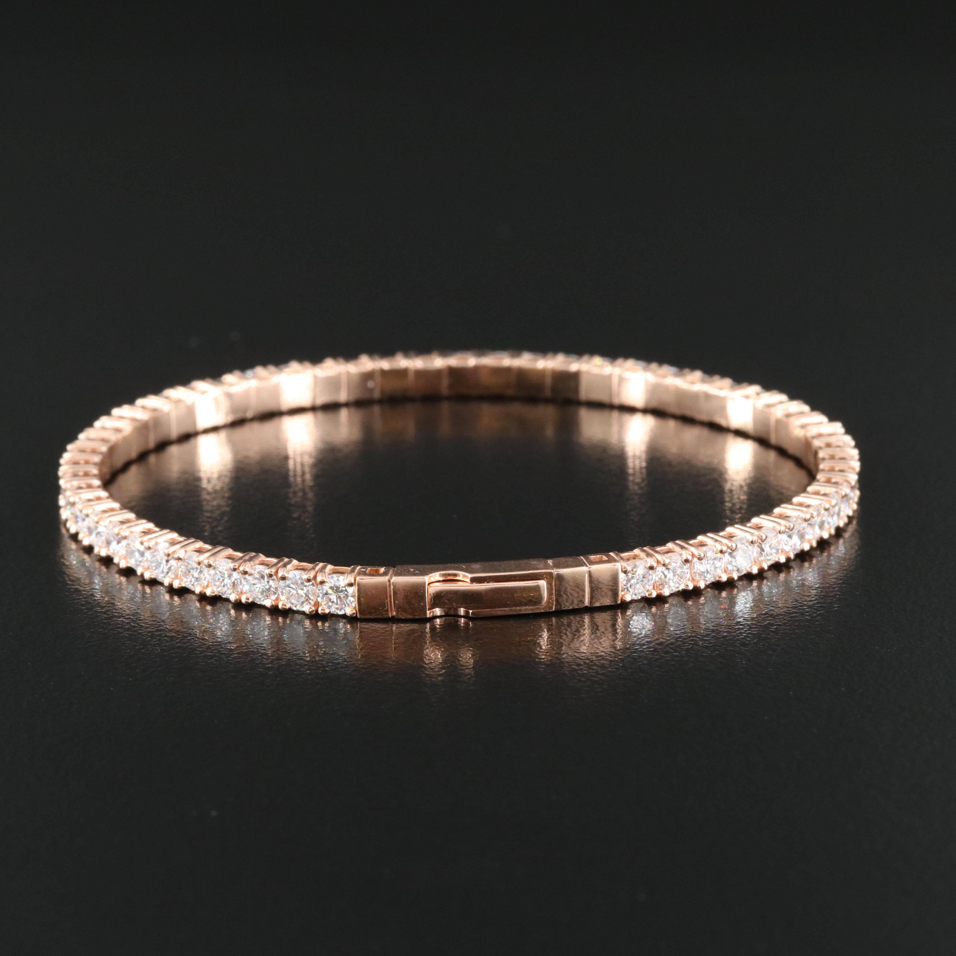 14K Rose Gold 6.12 CTW Lab Grown Diamond Flex Bangle Bracelet