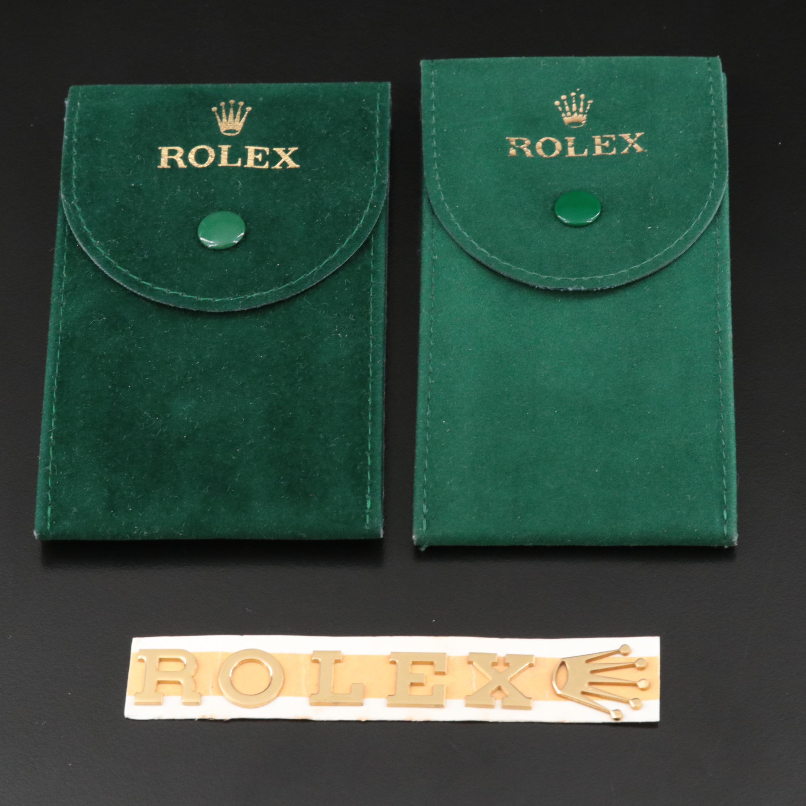 Rolex Travel Pouches; Gilt Rolex Letters and Crown Symbol