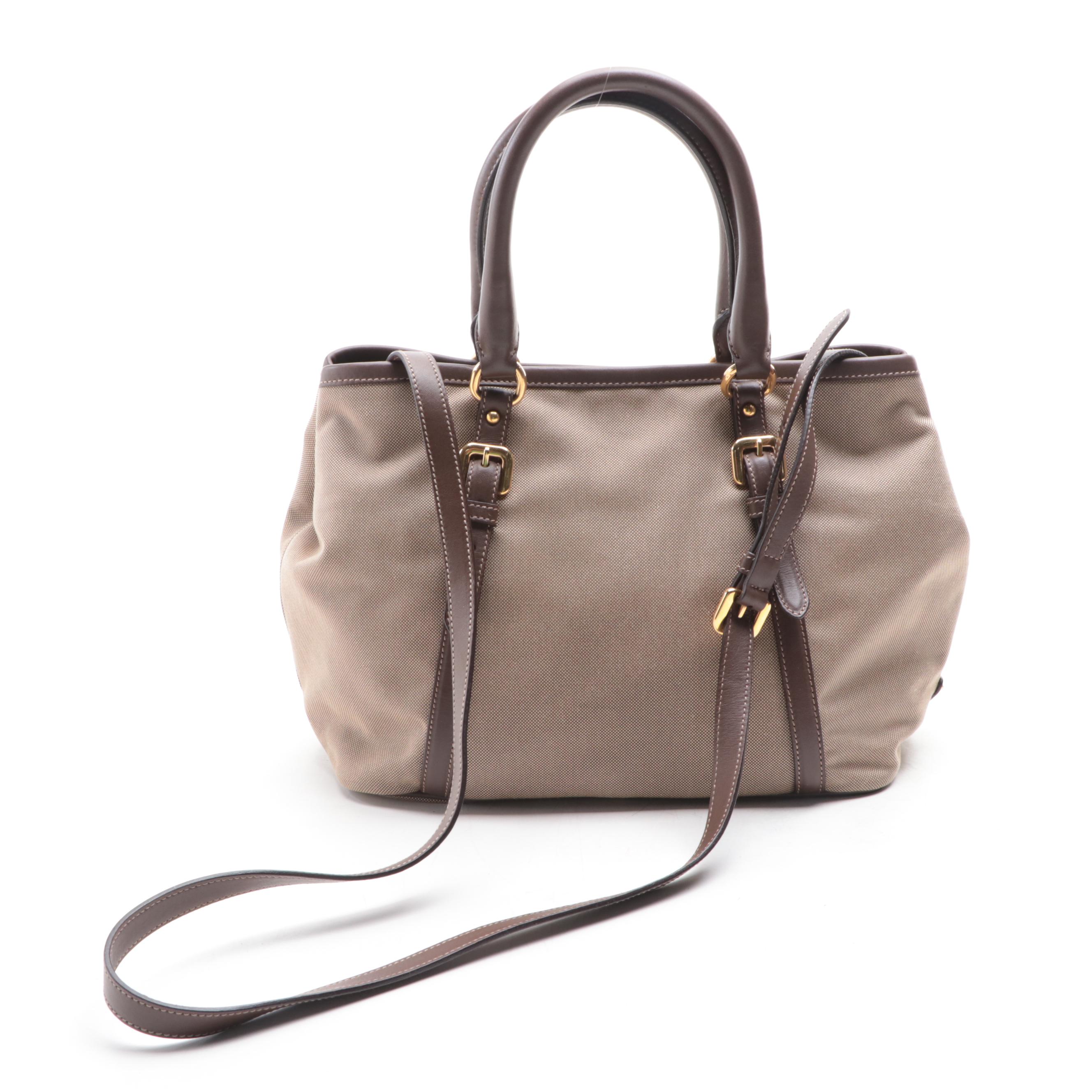 Prada Canapa Canvas and Leather Two-Way Bag
