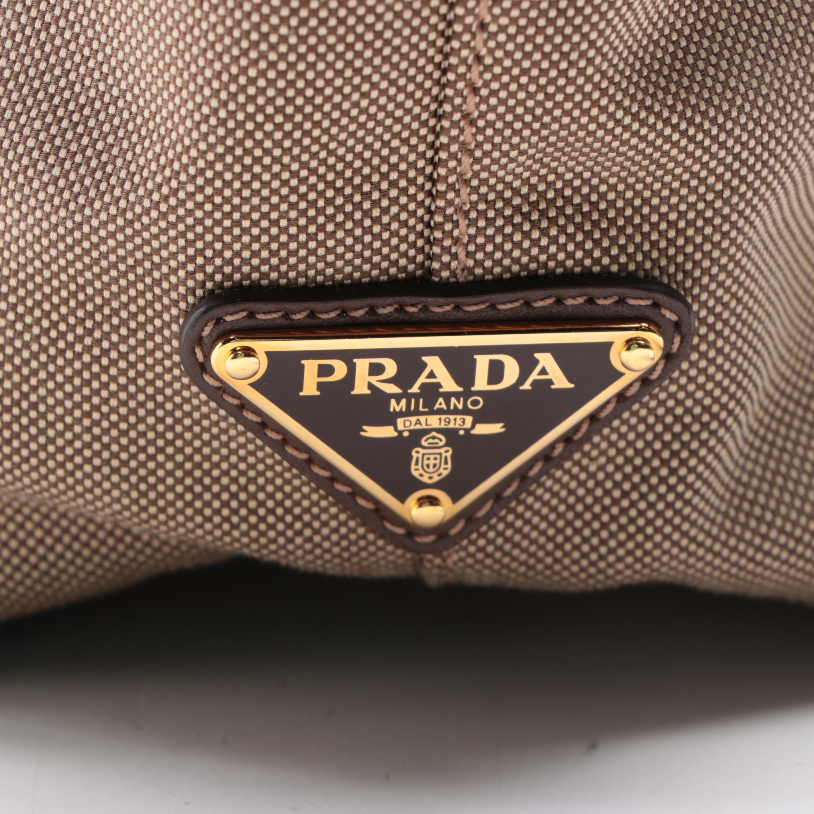 Prada Canapa Canvas and Leather Two-Way Bag