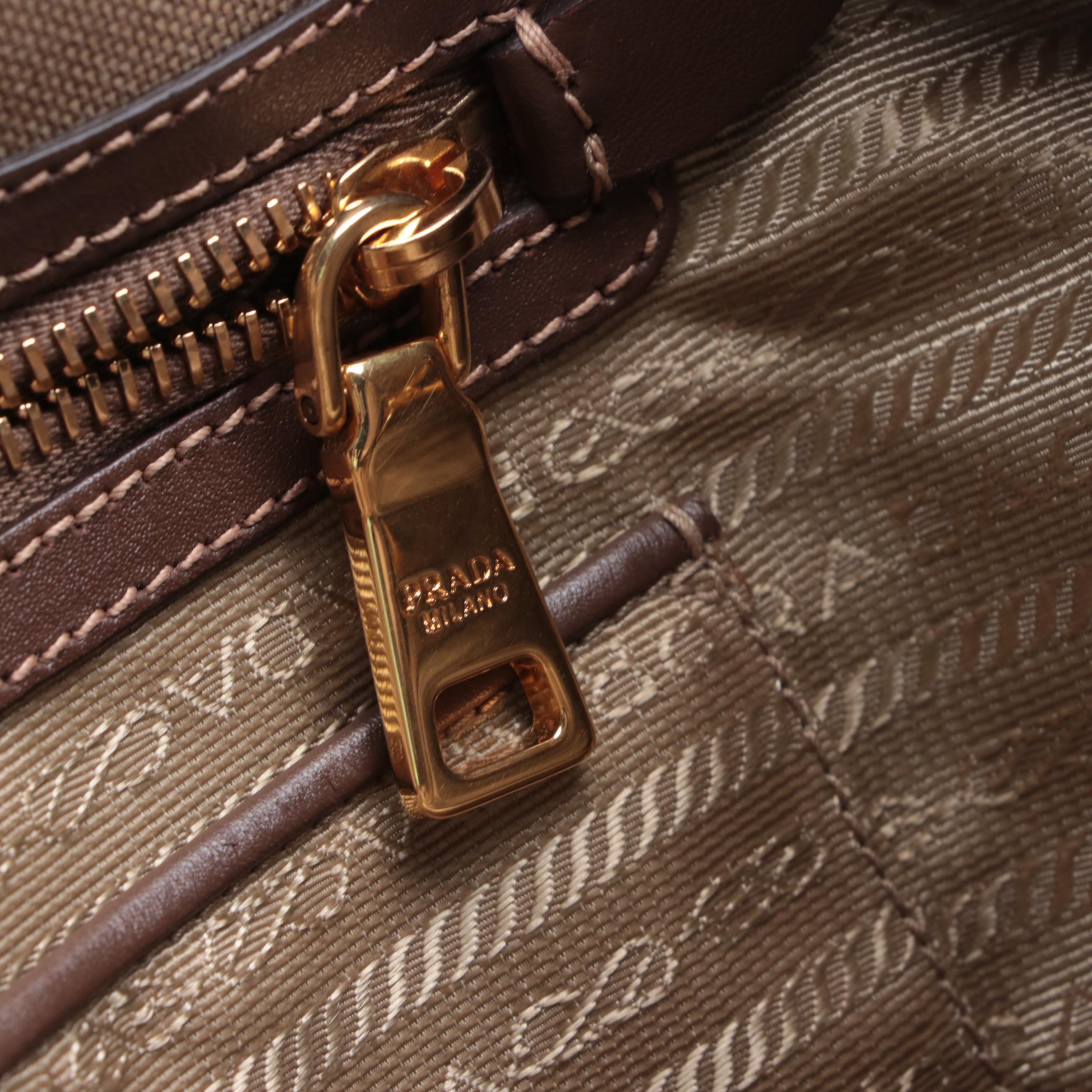 Prada Canapa Canvas and Leather Two-Way Bag