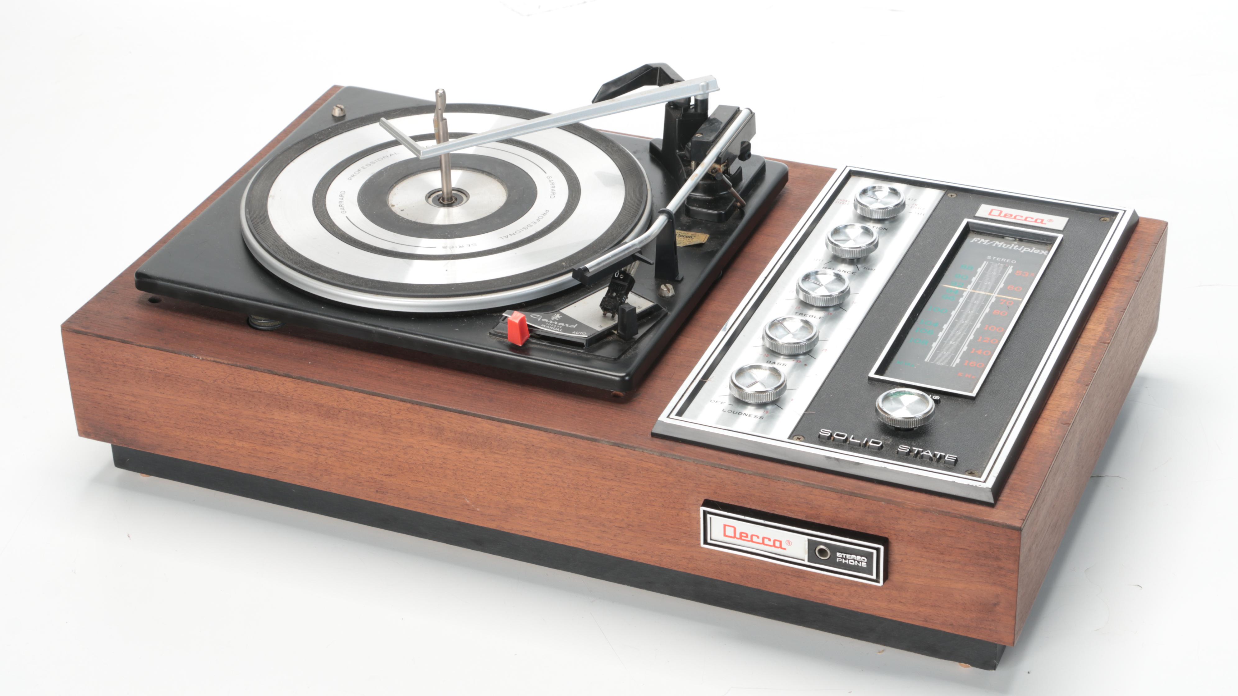 Decca Stereophonic Radio and Garrard Combination Record Player With Loudspeakers