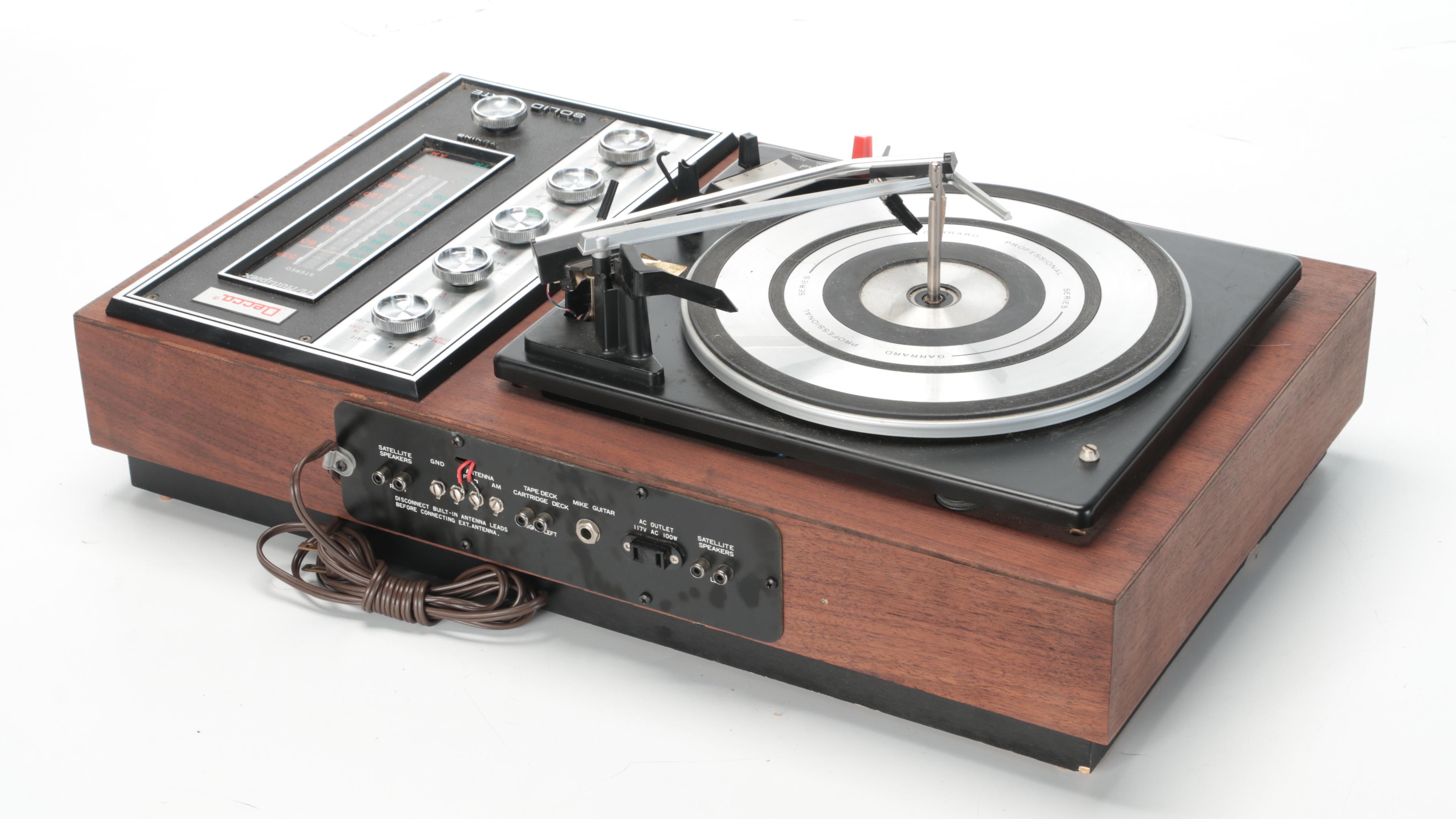 Decca Stereophonic Radio and Garrard Combination Record Player With Loudspeakers