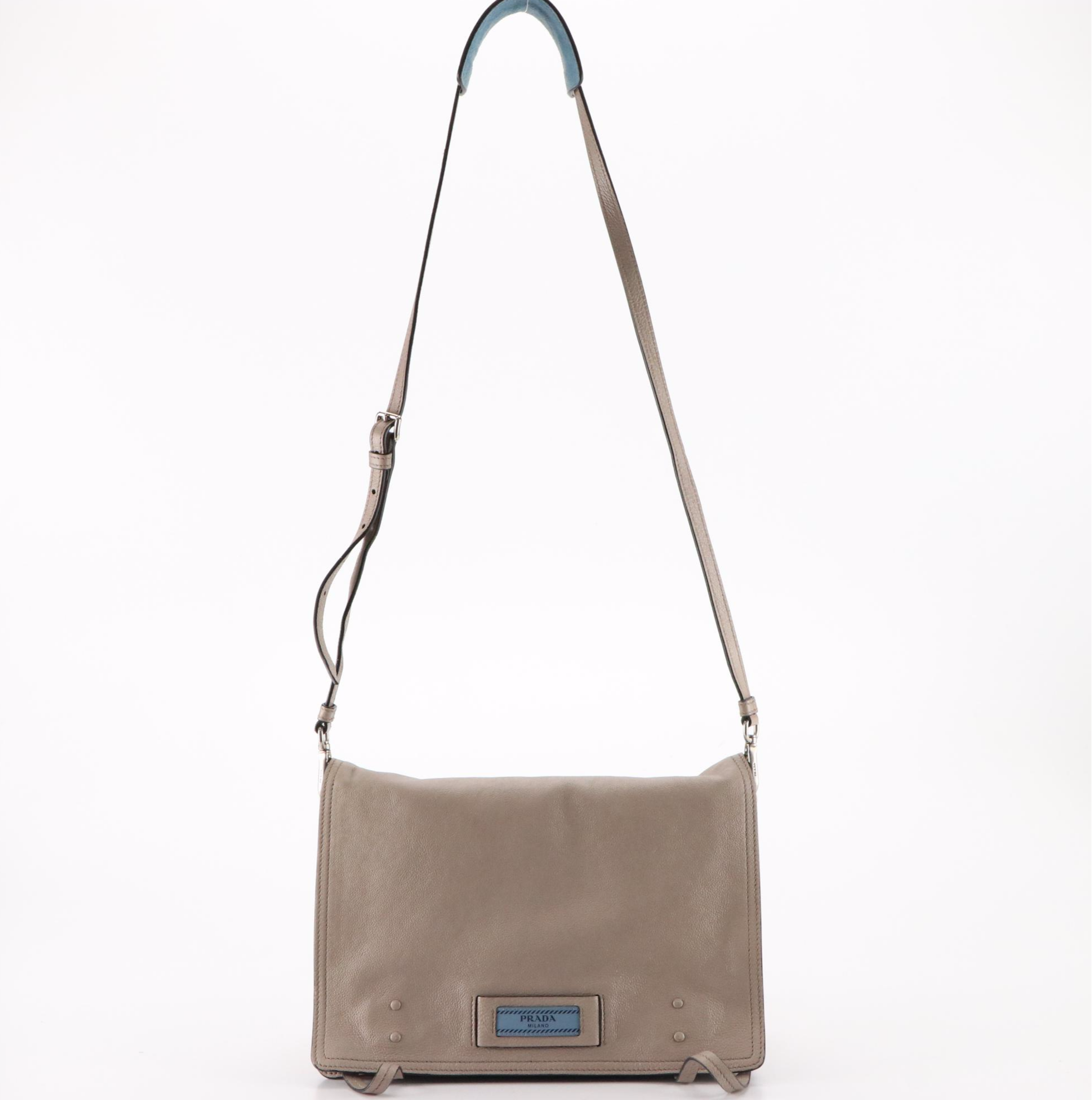 Prada Etiquette Front Flap Two-Way Handbag in Grained Leather