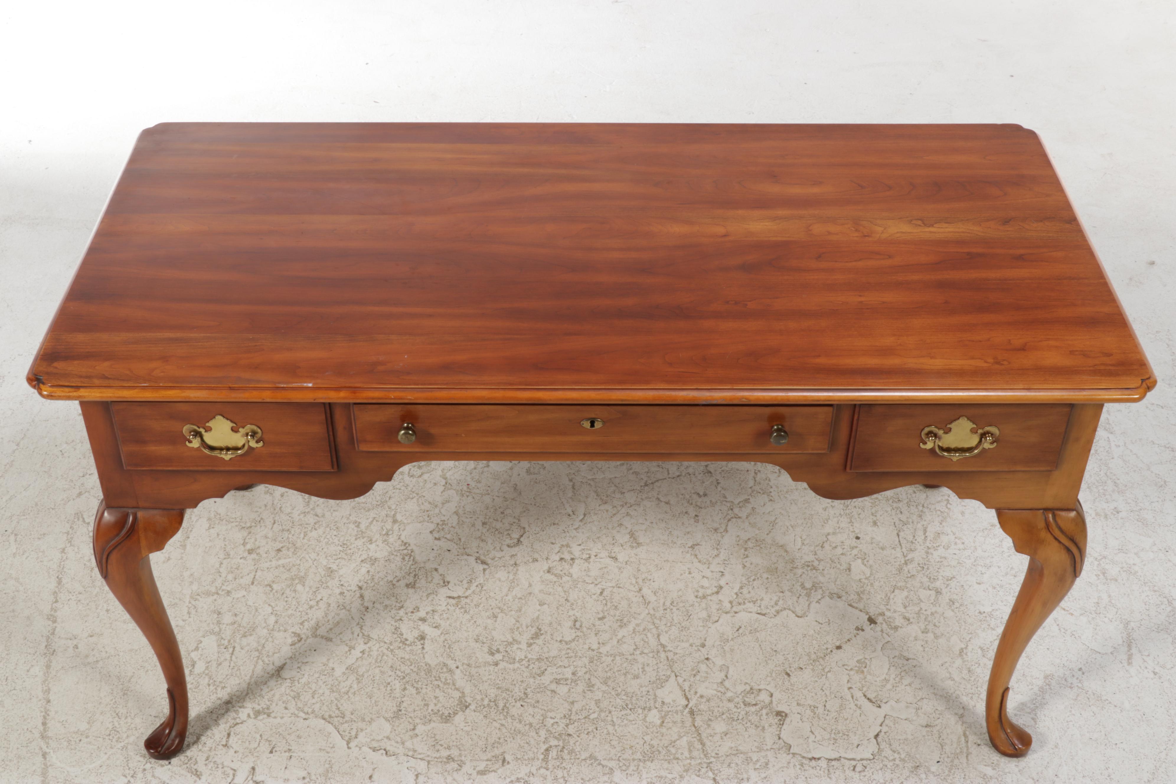 Statton Queen Anne Style Cherry Writing Desk with Armchair