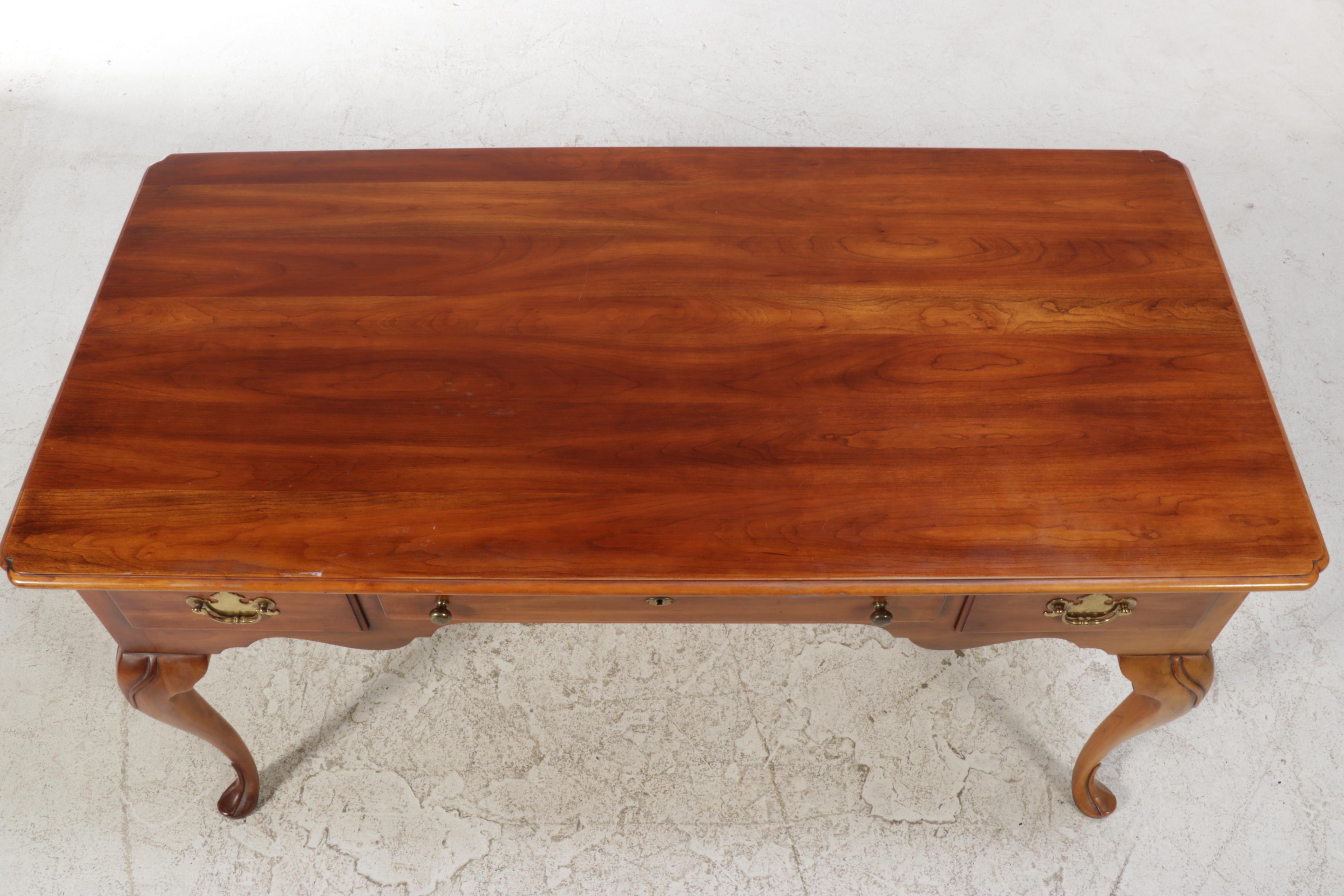 Statton Queen Anne Style Cherry Writing Desk with Armchair