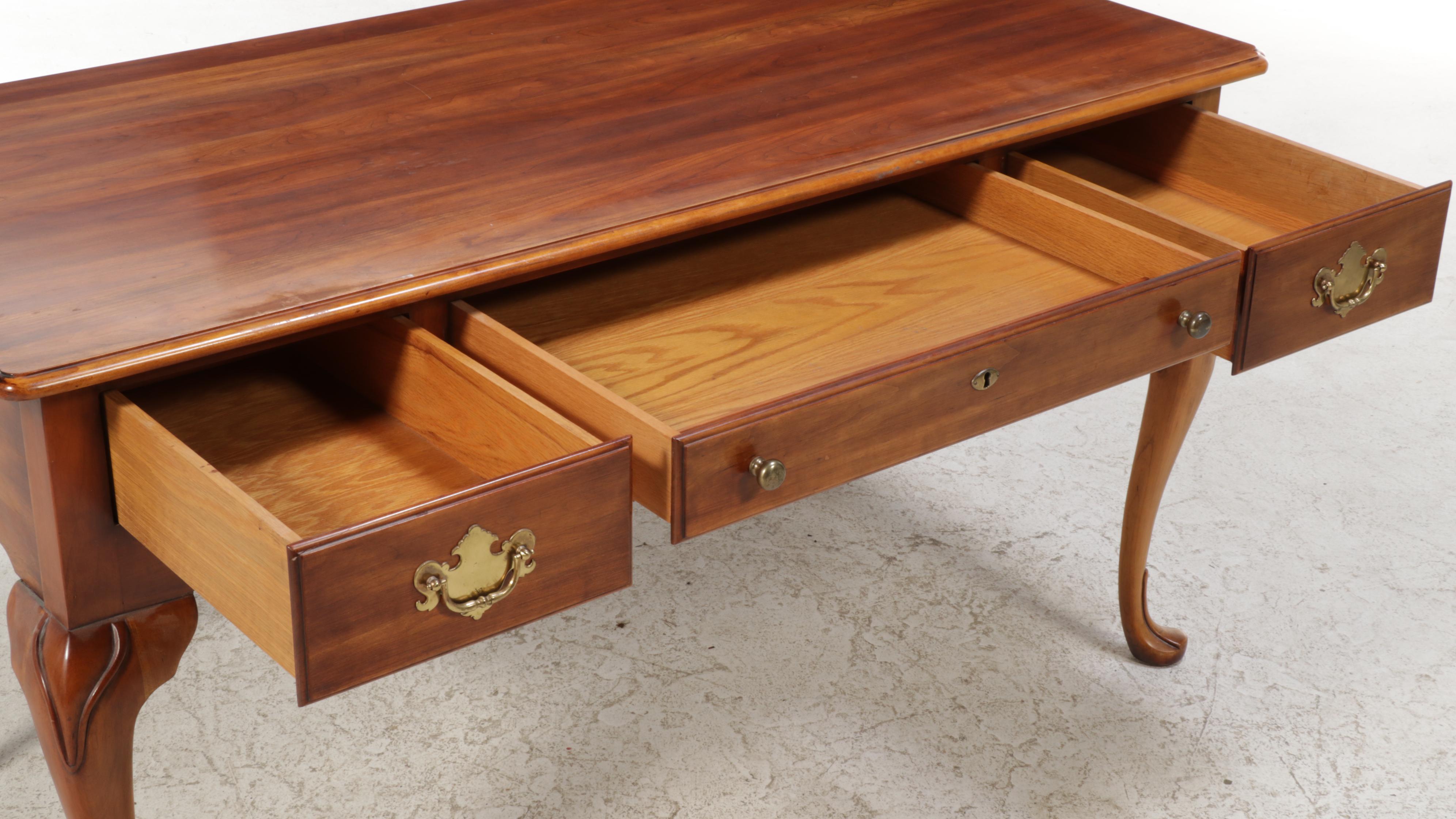 Statton Queen Anne Style Cherry Writing Desk with Armchair