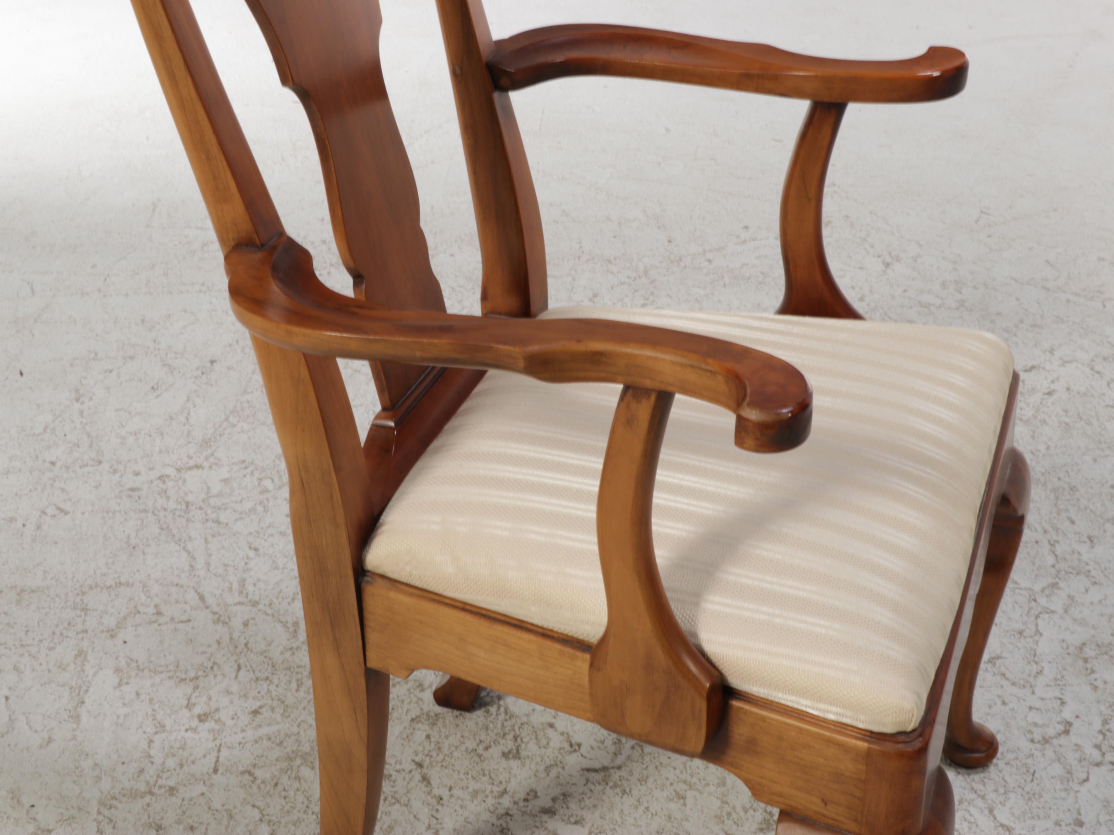 Statton Queen Anne Style Cherry Writing Desk with Armchair