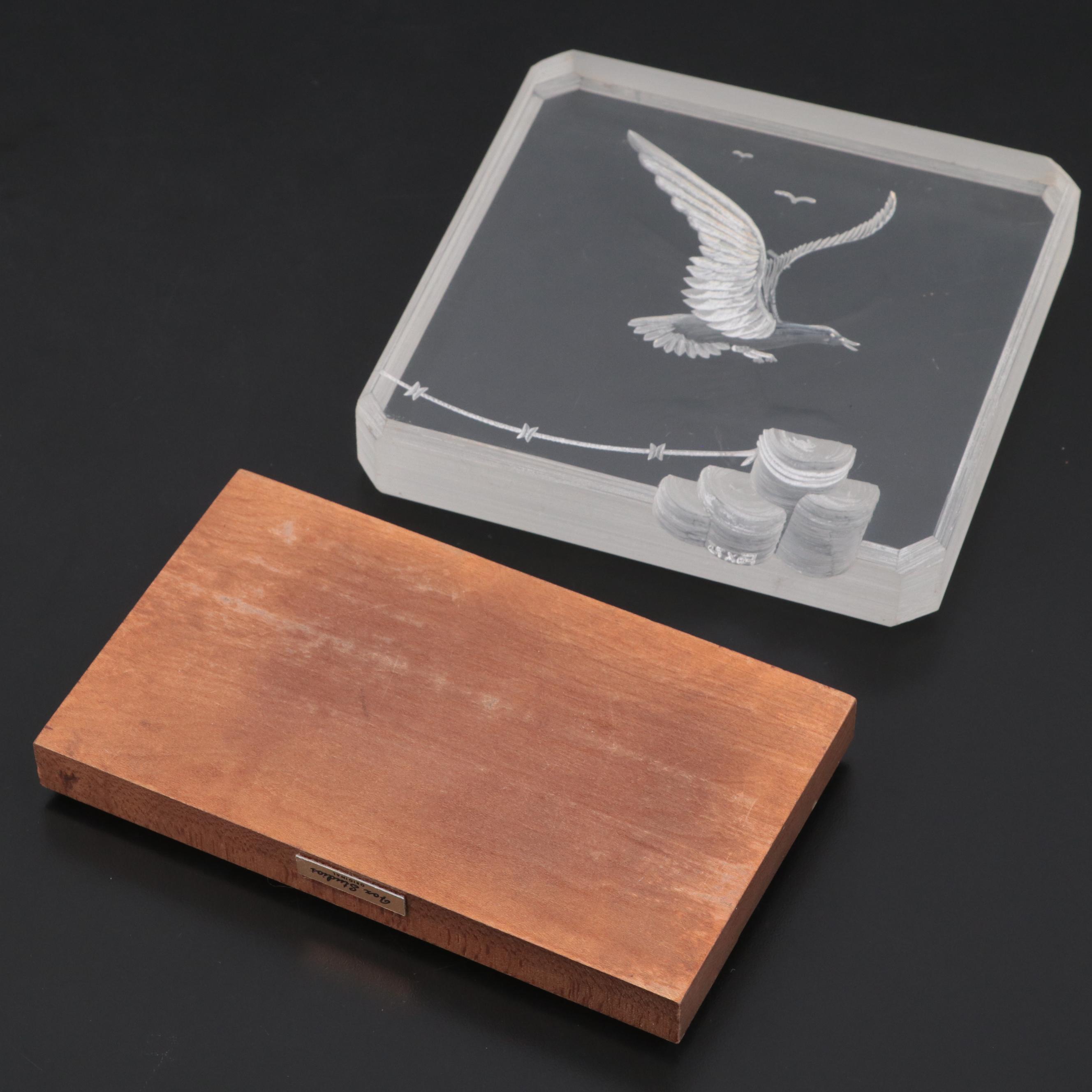Fox Studios Reverse Carved Acrylic Seagull Sculpture, 1975