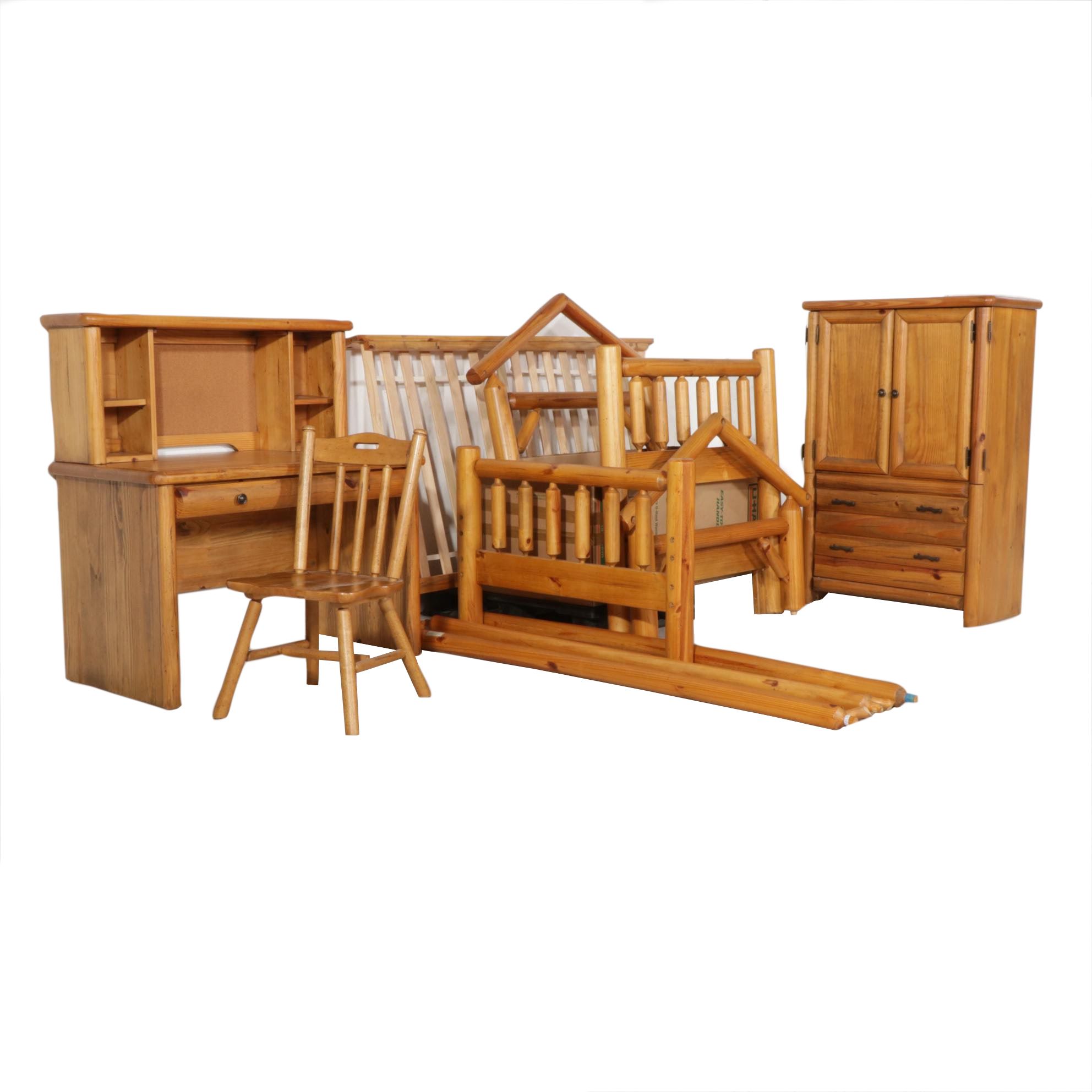Rustic Yellow Pine Bedroom Suite with Canopy Bed