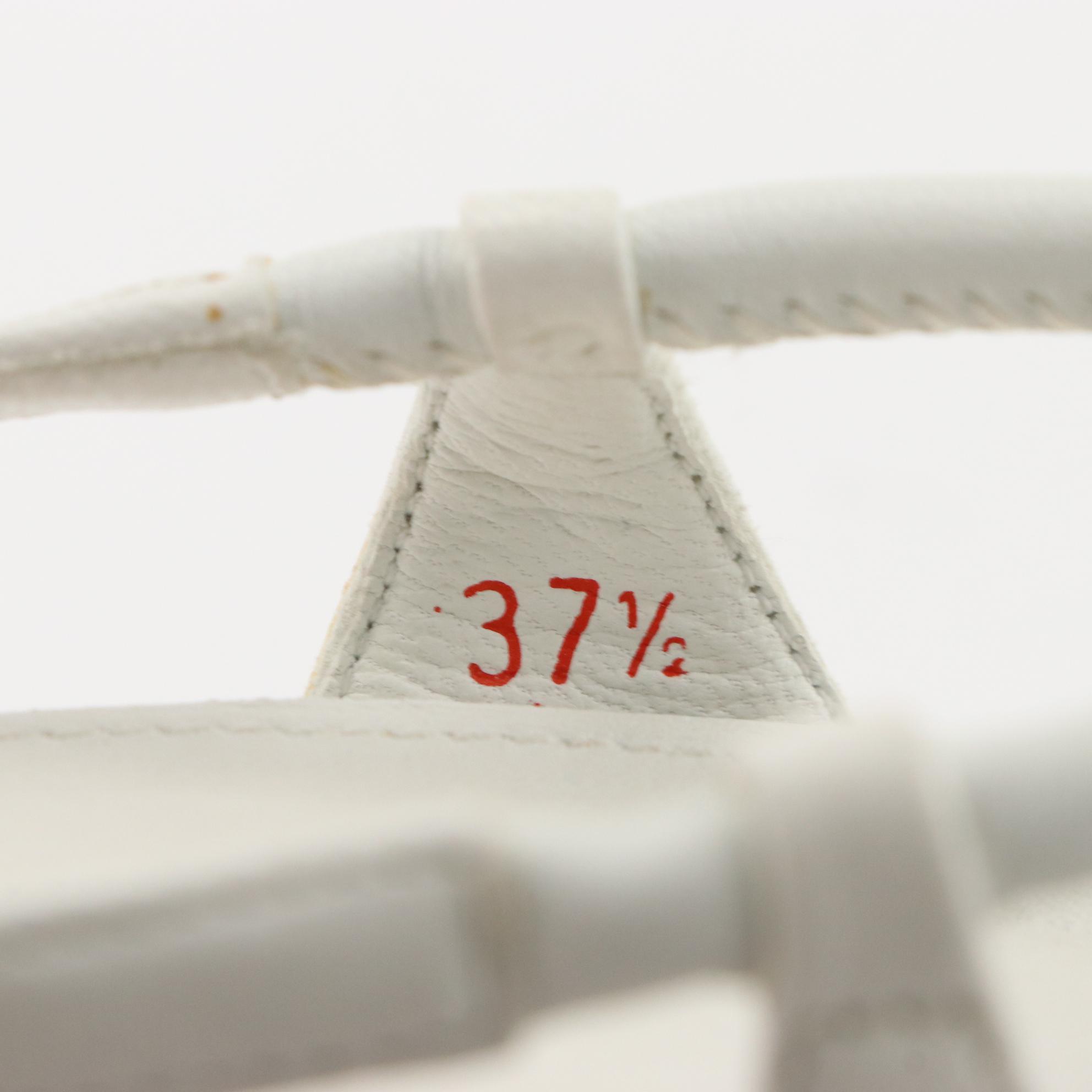 Prada White and Silver Wedge Sandals with Black Flat Sandals