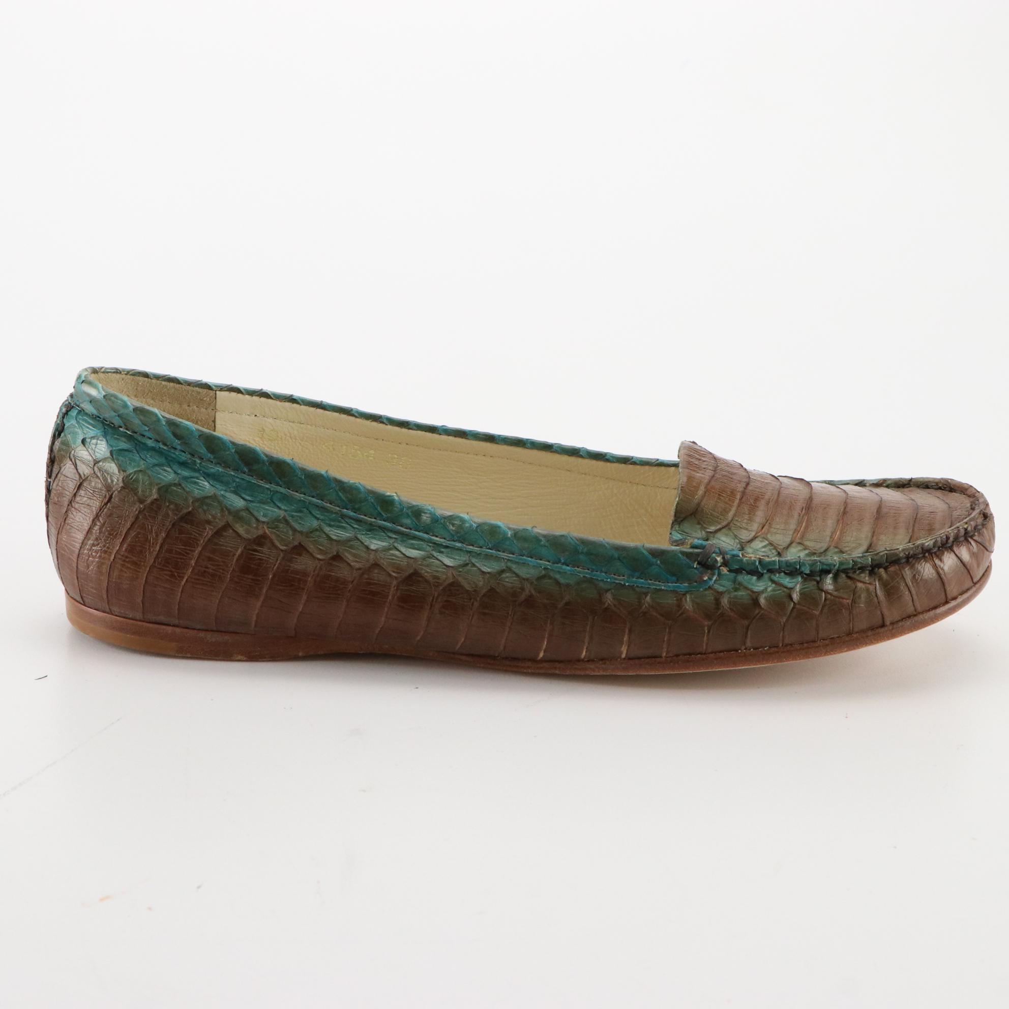 Prada Loafers in Blue and Brown Python Skin