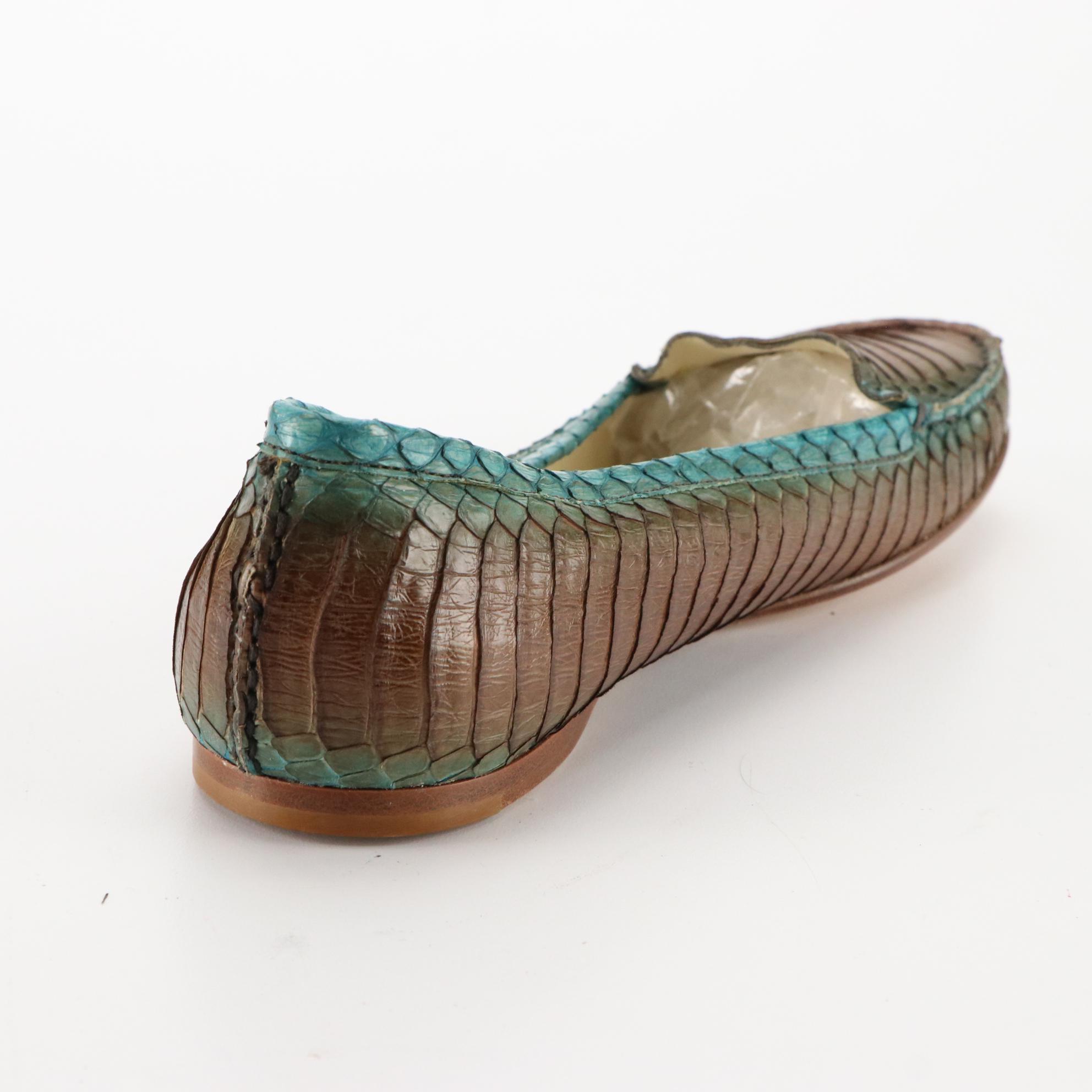 Prada Loafers in Blue and Brown Python Skin