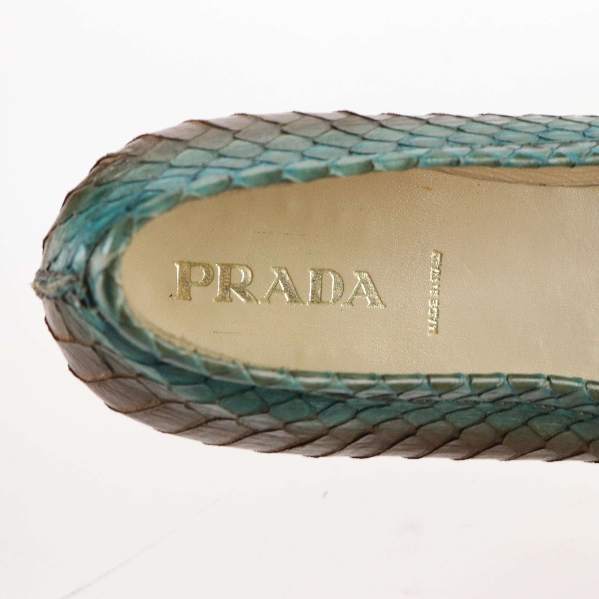 Prada Loafers in Blue and Brown Python Skin