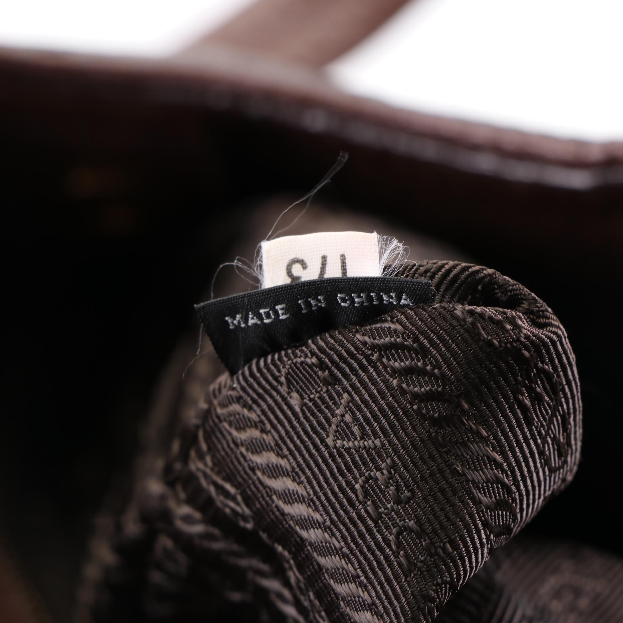 Prada Shoulder Tote in Brown Grained Leather