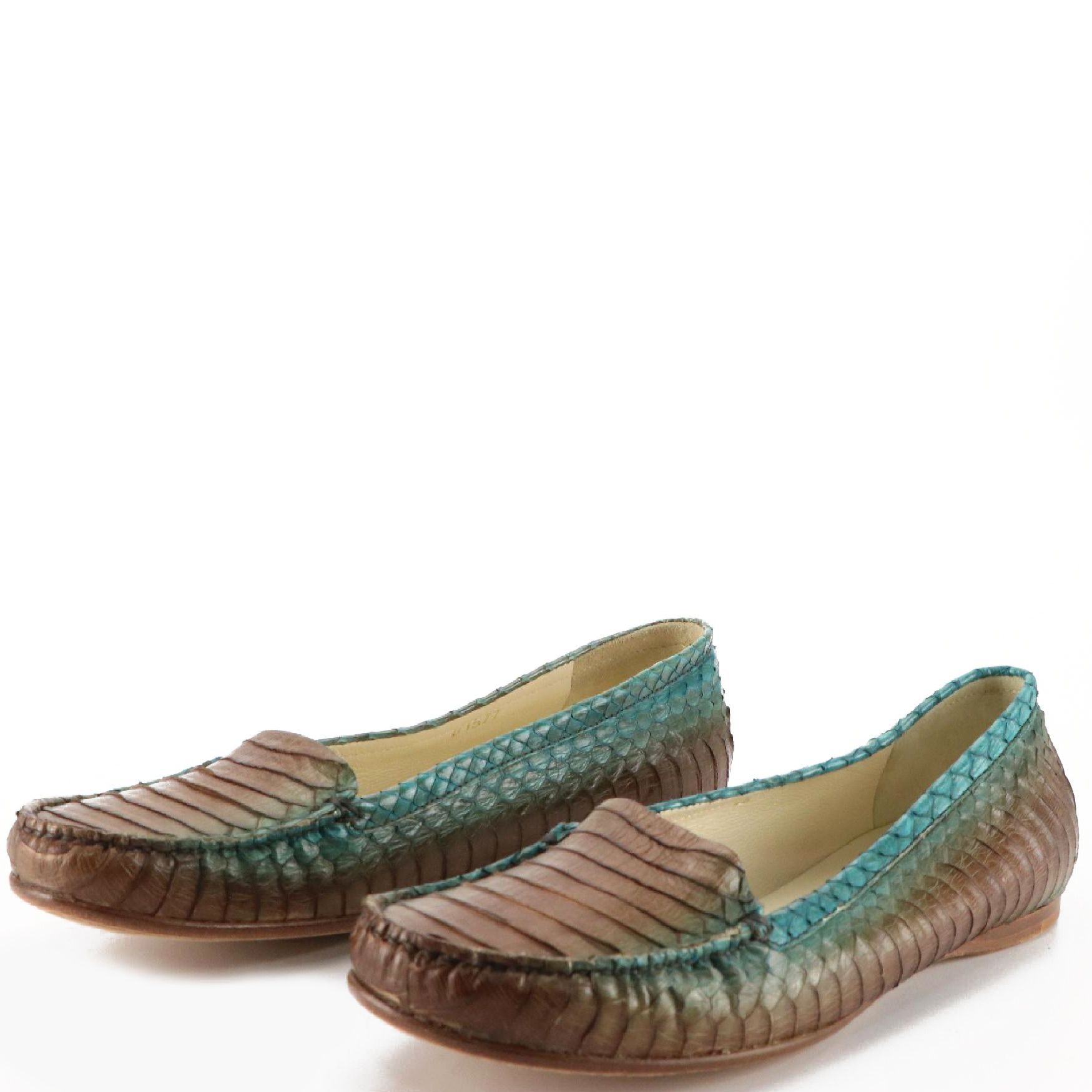 Prada Loafers in Blue and Brown Python Skin