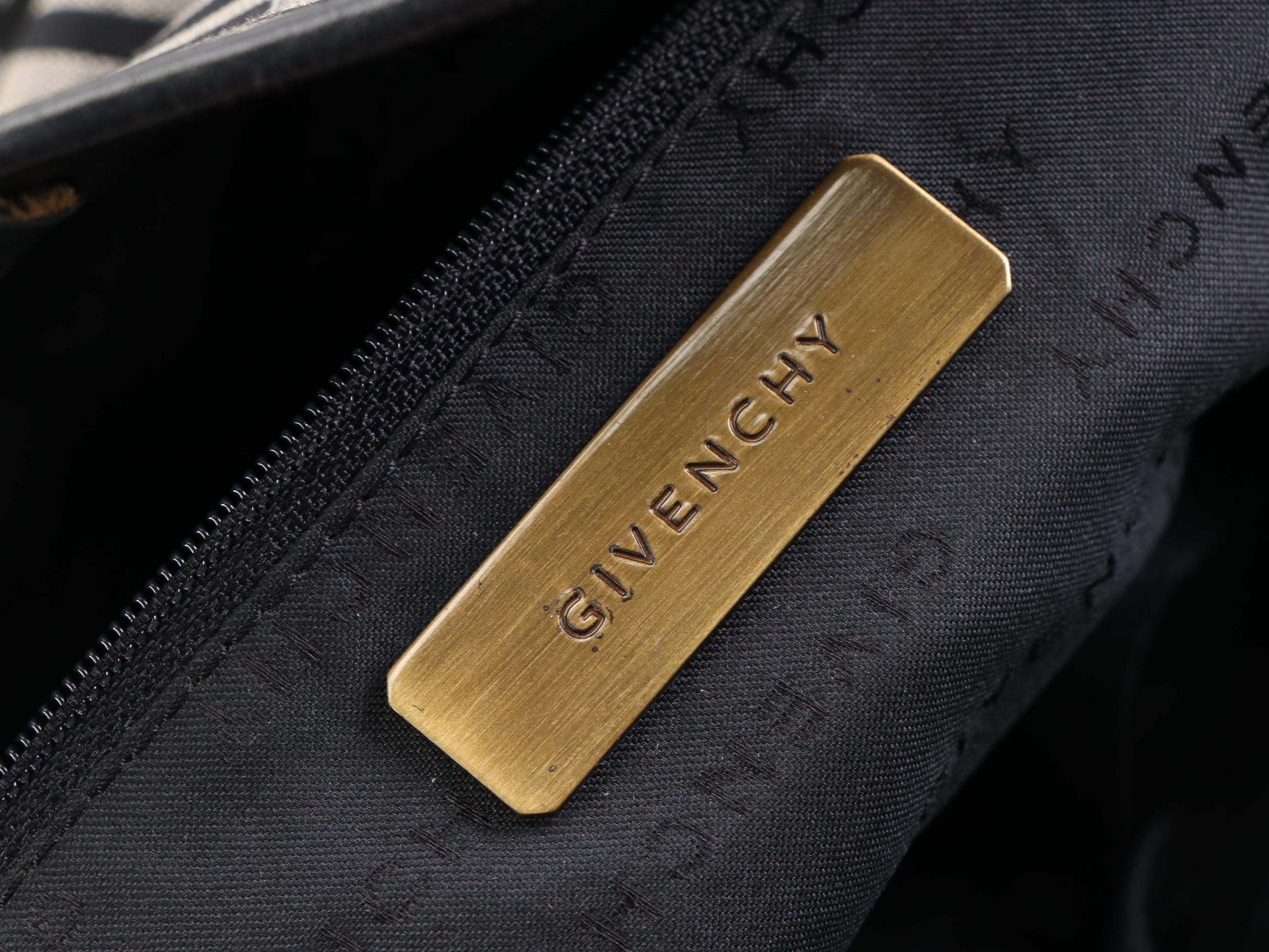 Givenchy Buckle Strap Shoulder Bag in Logo Jacquard Canvas and Leather