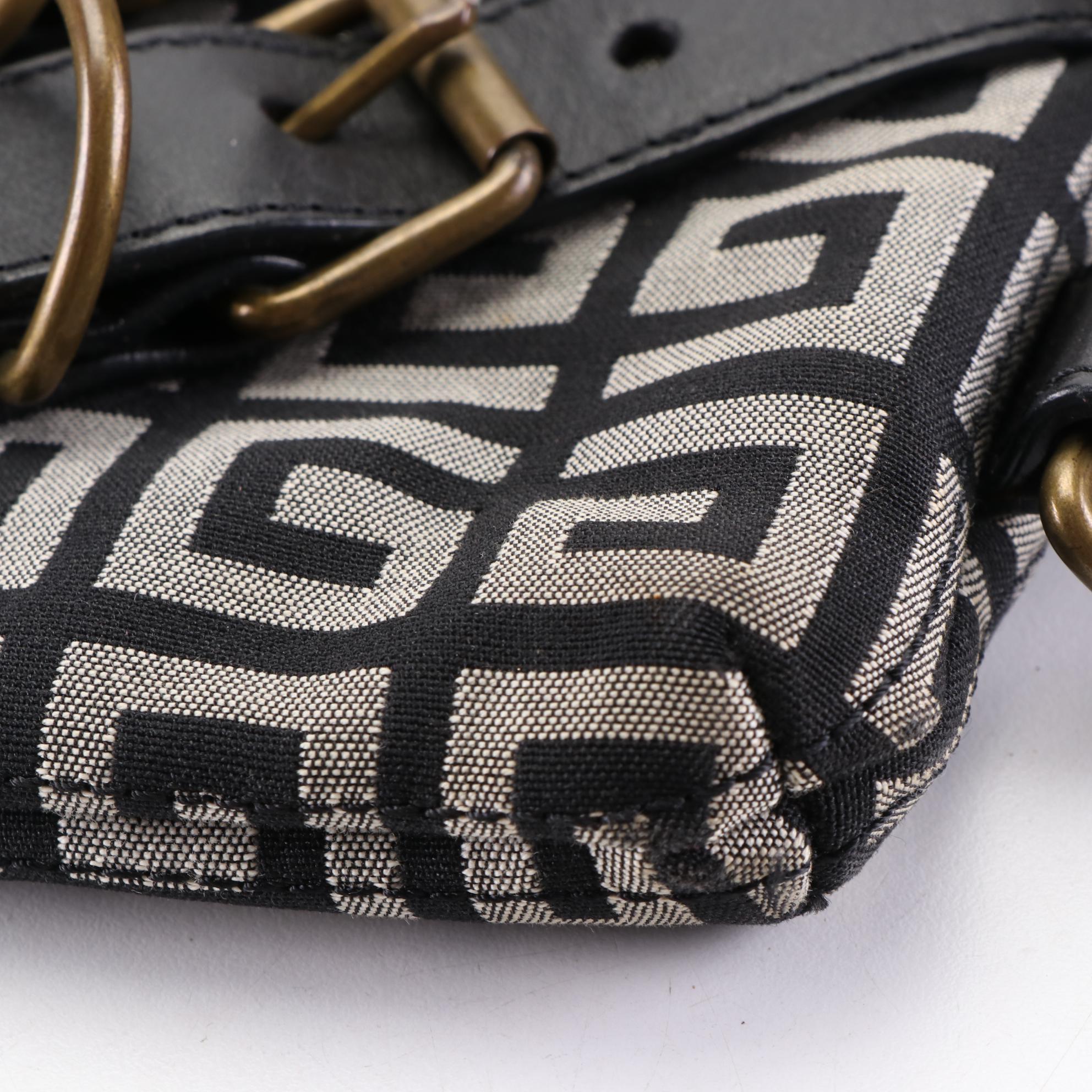 Givenchy Buckle Strap Shoulder Bag in Logo Jacquard Canvas and Leather