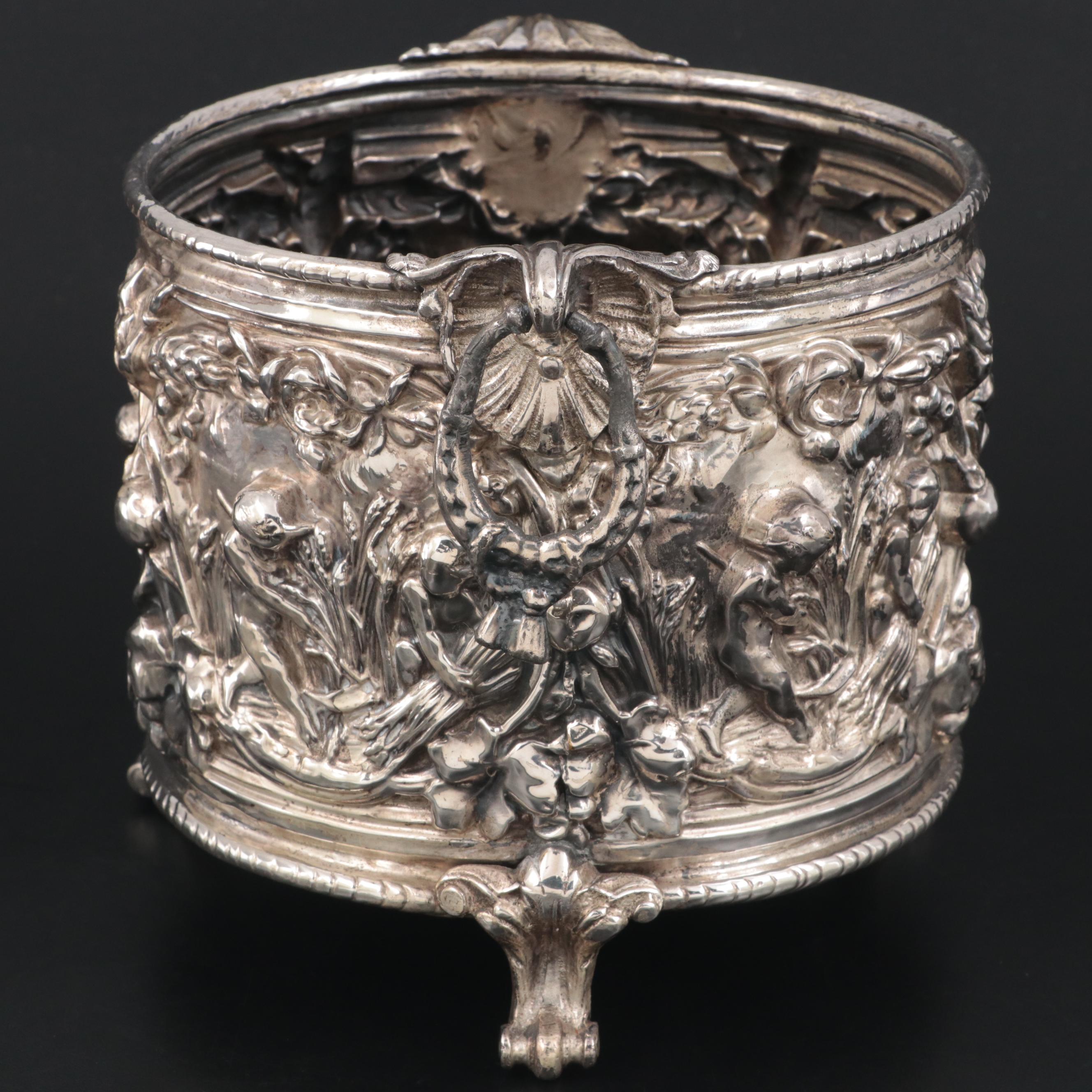 Swiss Baroque Style Silver Plate Cachepot , Early 20th Century