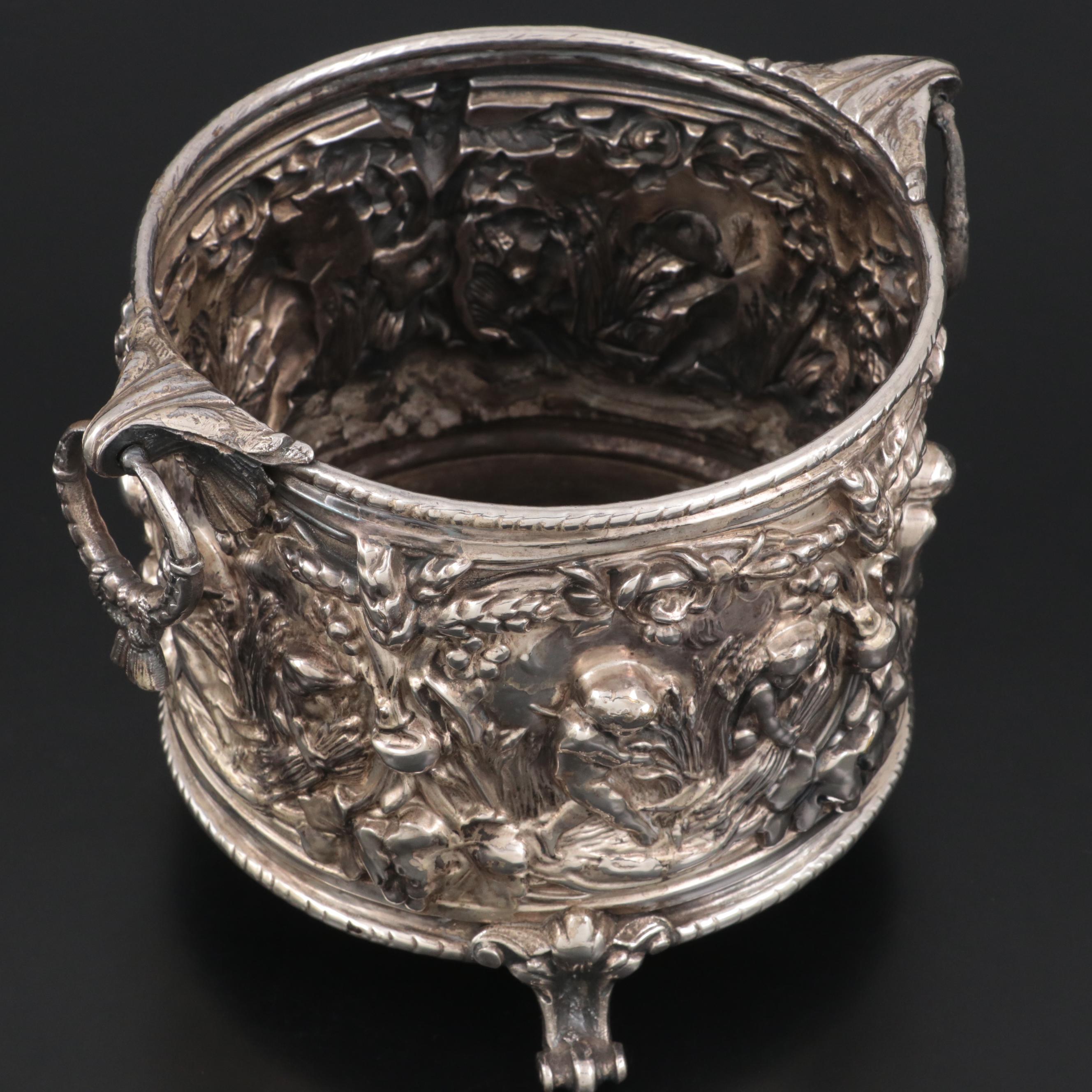 Swiss Baroque Style Silver Plate Cachepot , Early 20th Century