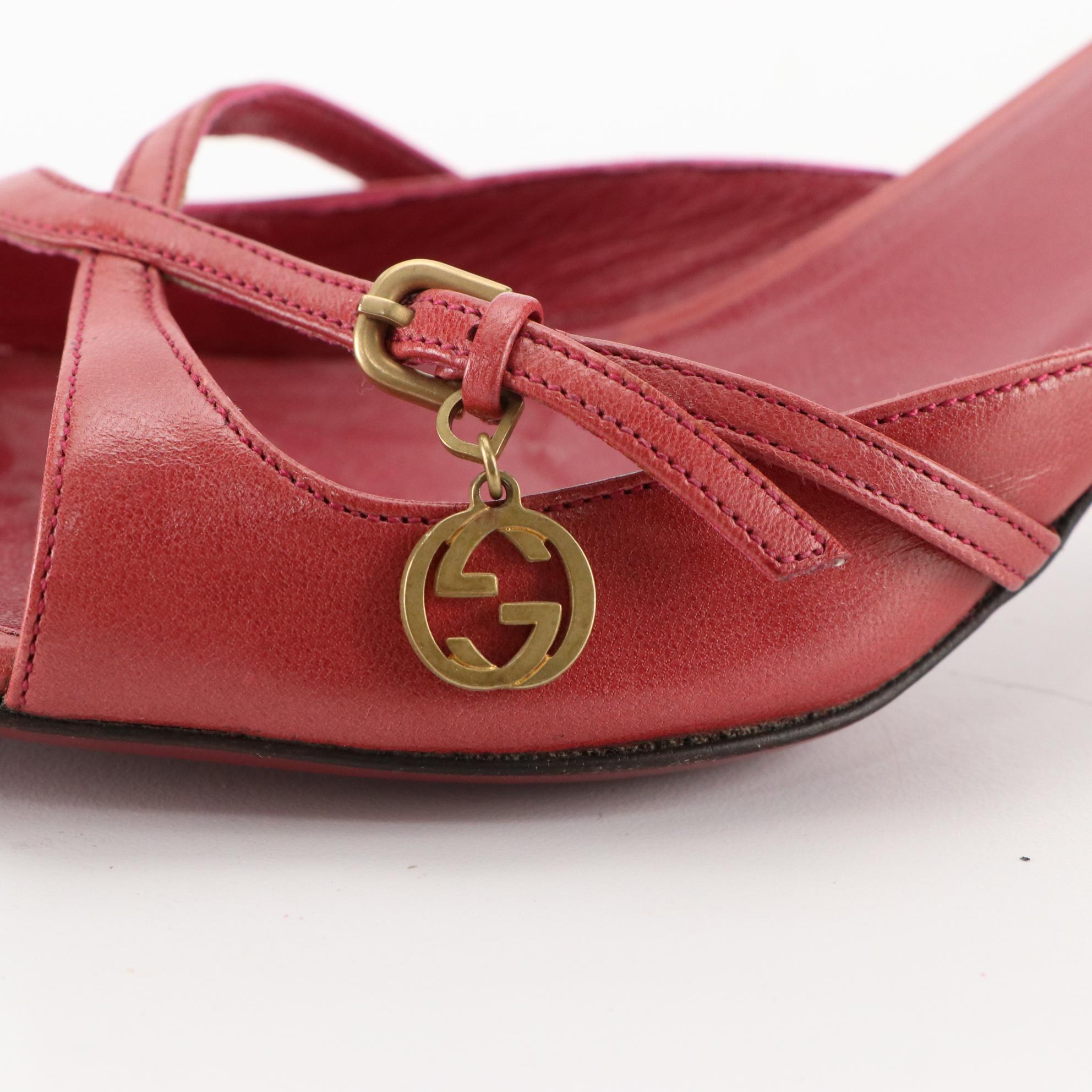Gucci Criss Cross Mules in Pink Leather with Interlocking GG Charms