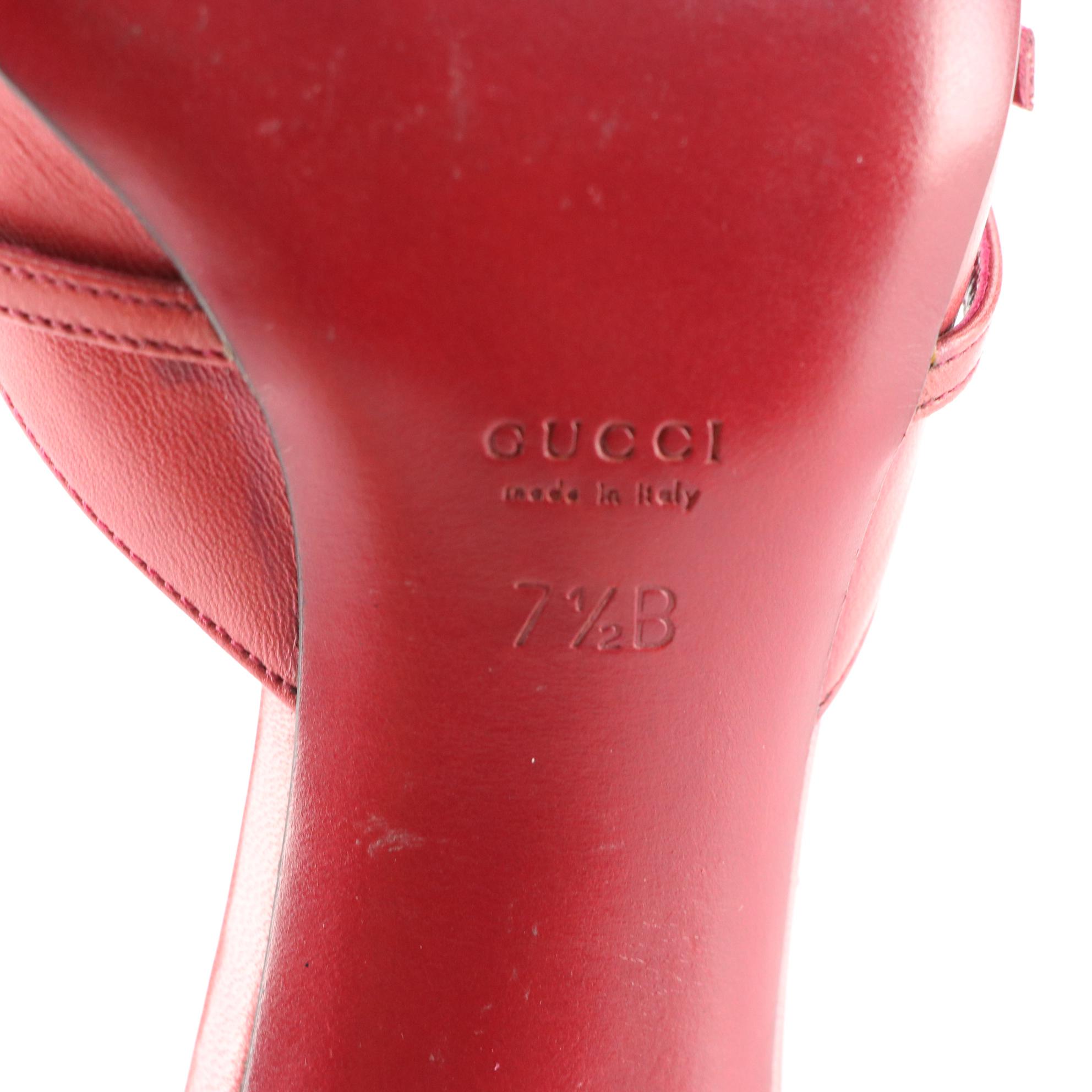 Gucci Criss Cross Mules in Pink Leather with Interlocking GG Charms