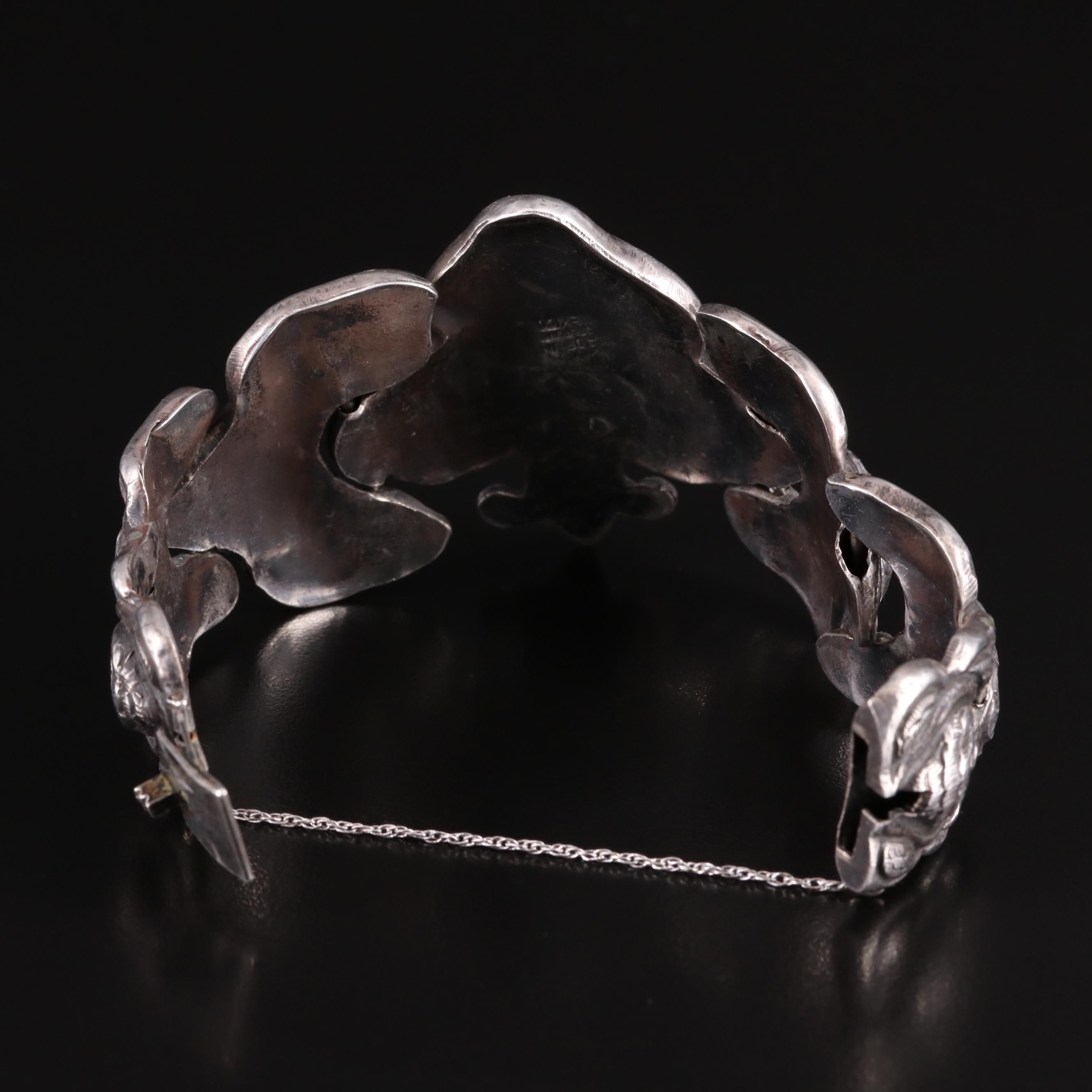 Mexican Sterling Turquoise Floral Bracelet