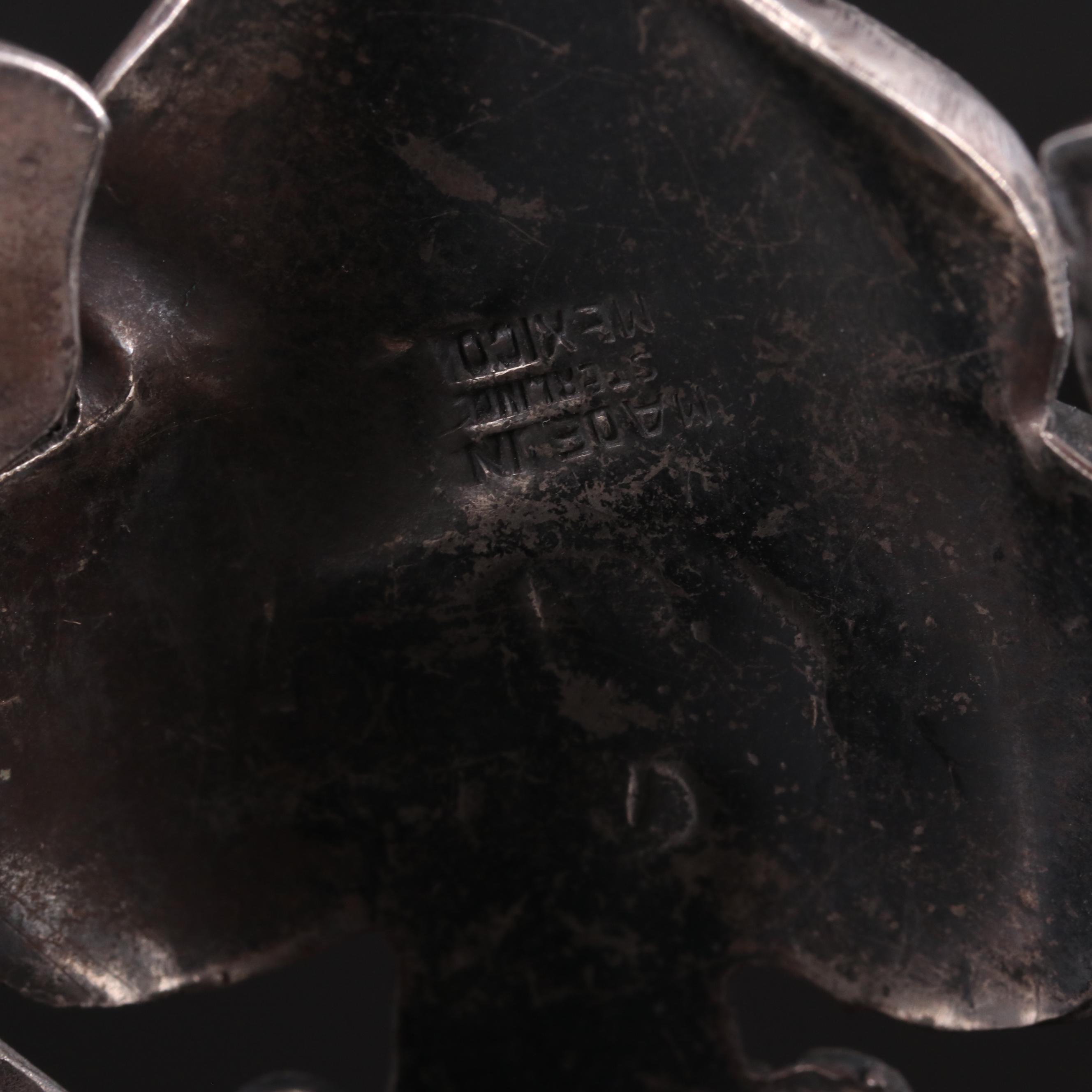 Mexican Sterling Turquoise Floral Bracelet