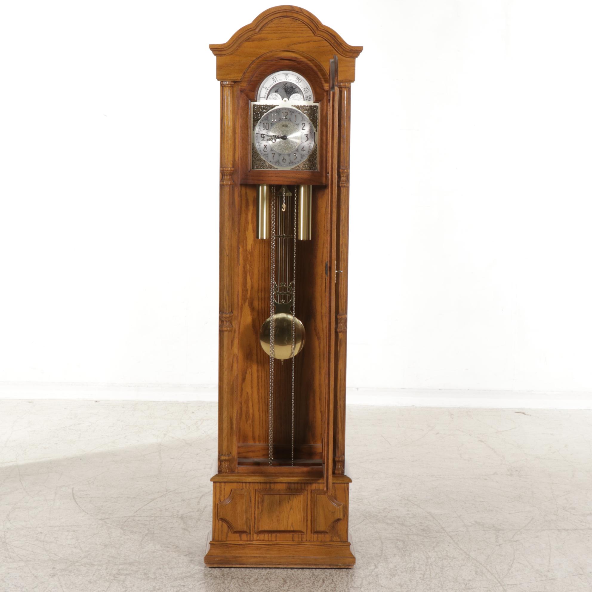 Ridgeway Oak Grandfather Clock with Moon Dial