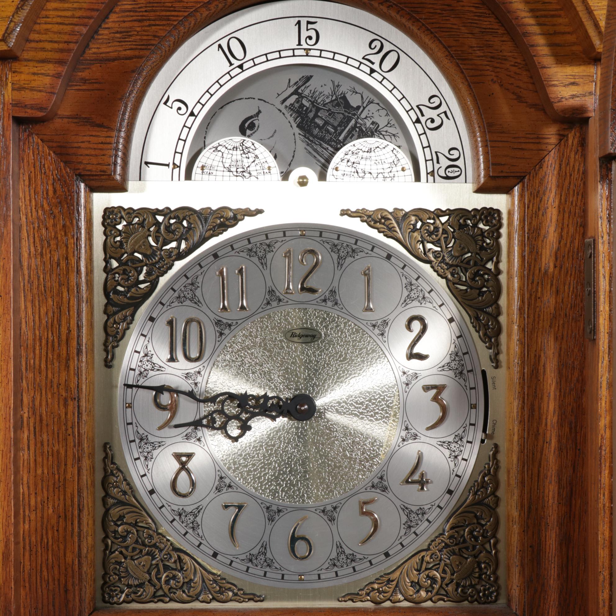 Ridgeway Oak Grandfather Clock with Moon Dial