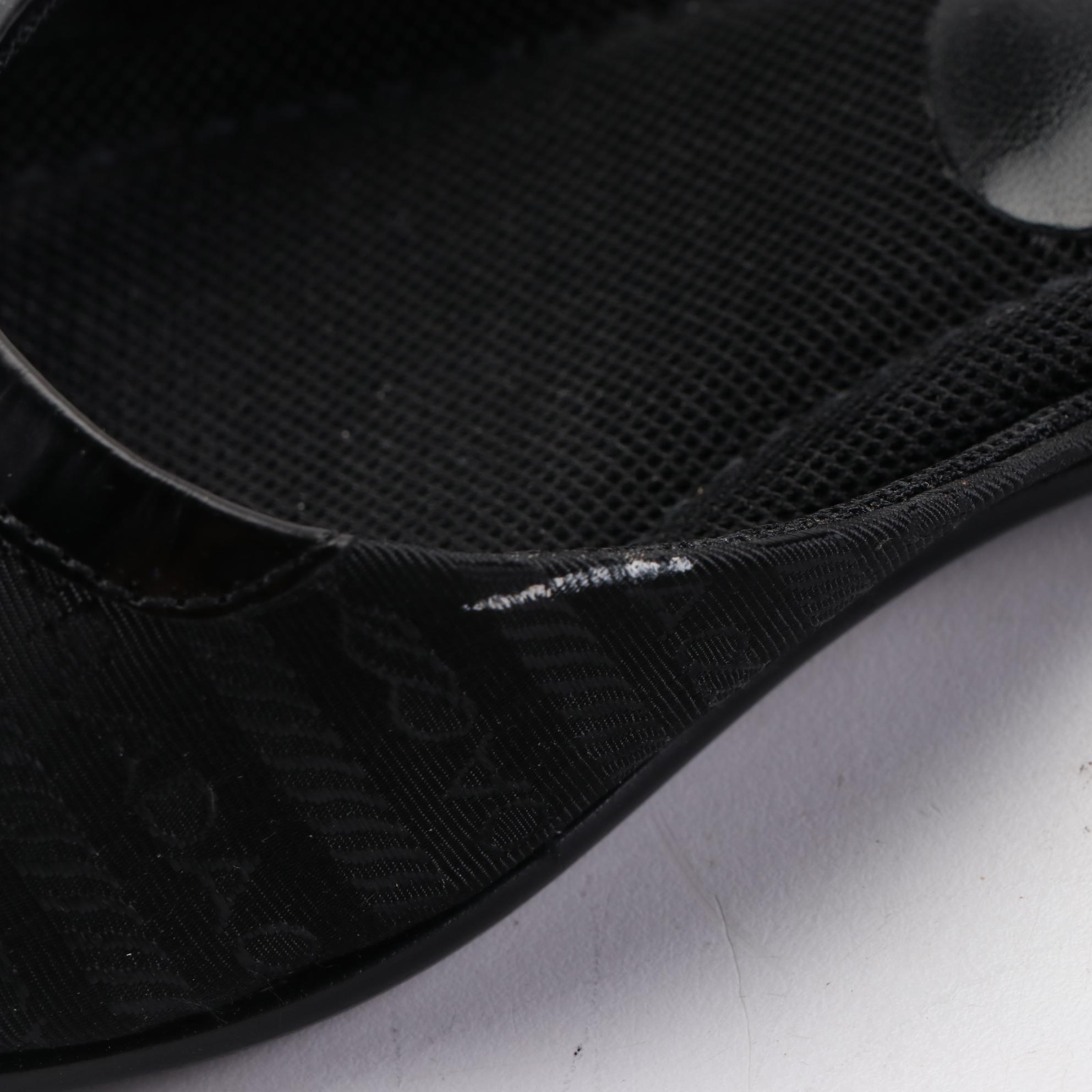 Prada Slide Sandals in Logo Jacquard and Leather Trim