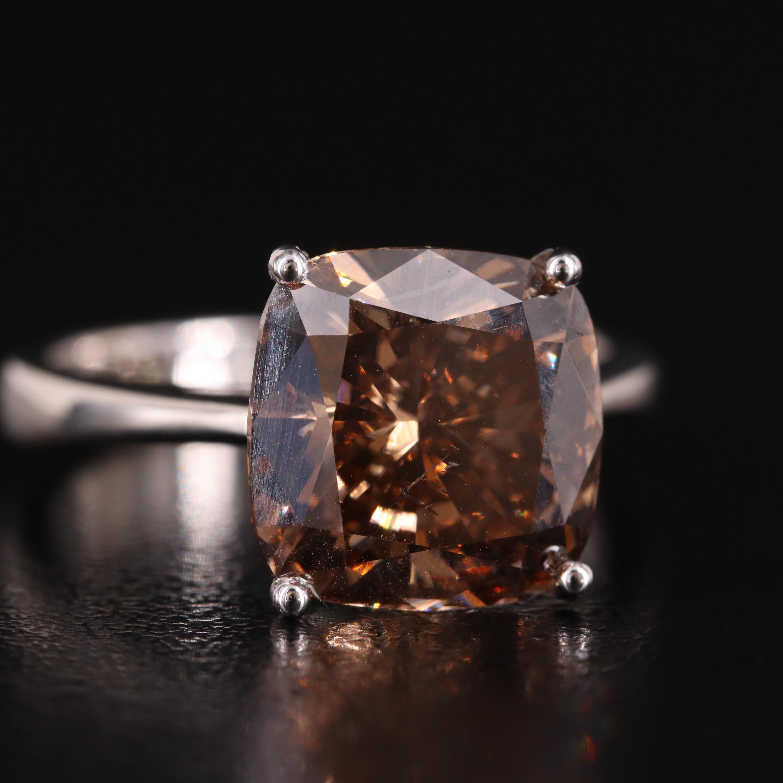 18K 5.03 CT Fancy Dark Brown Diamond Solitaire Ring