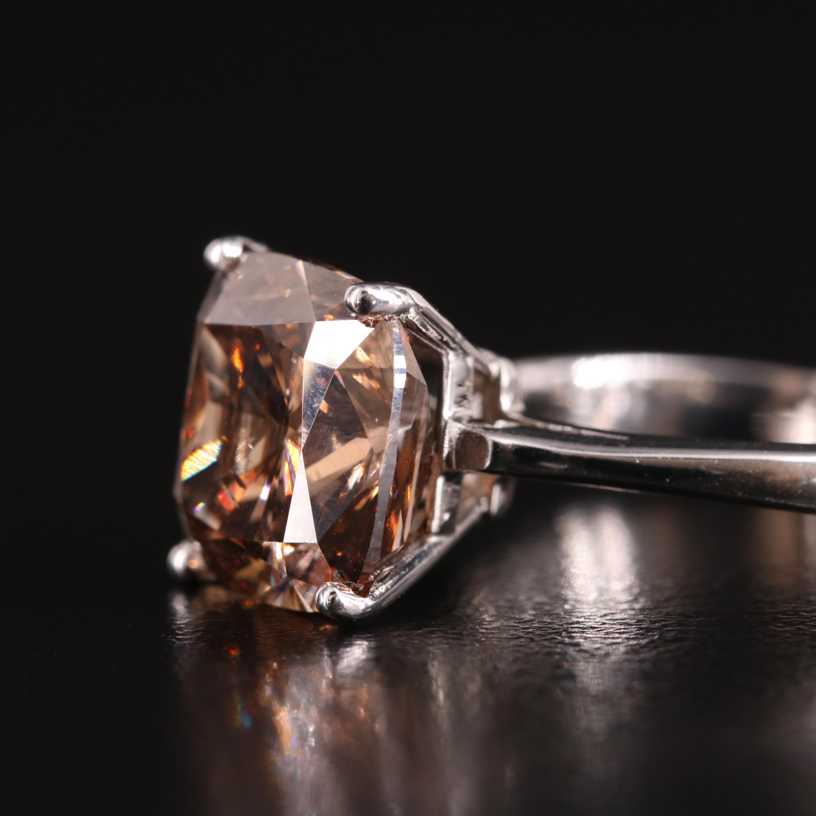 18K 5.03 CT Fancy Dark Brown Diamond Solitaire Ring
