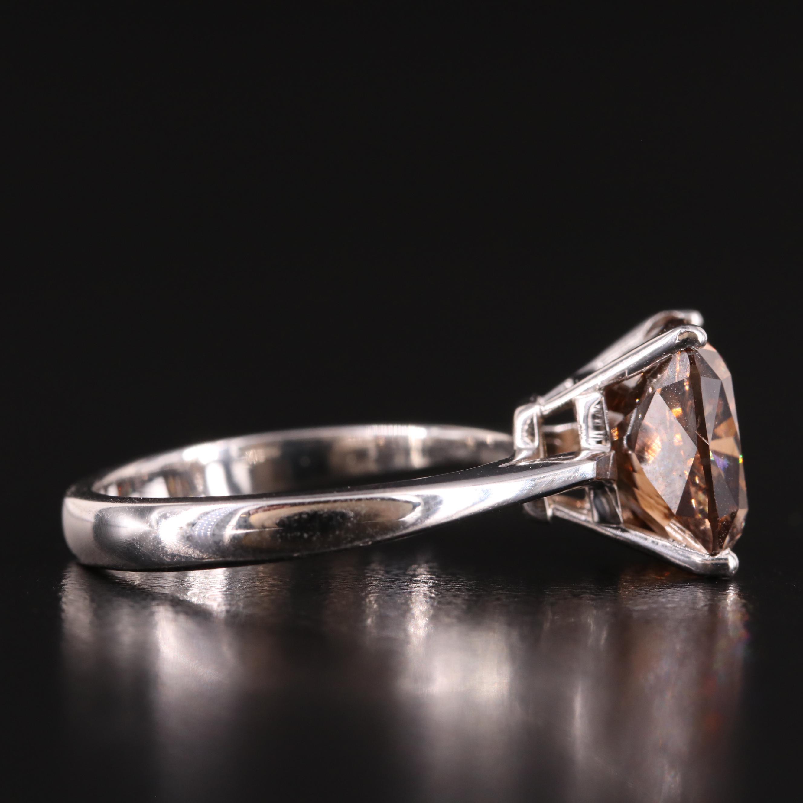 18K 5.03 CT Fancy Dark Brown Diamond Solitaire Ring