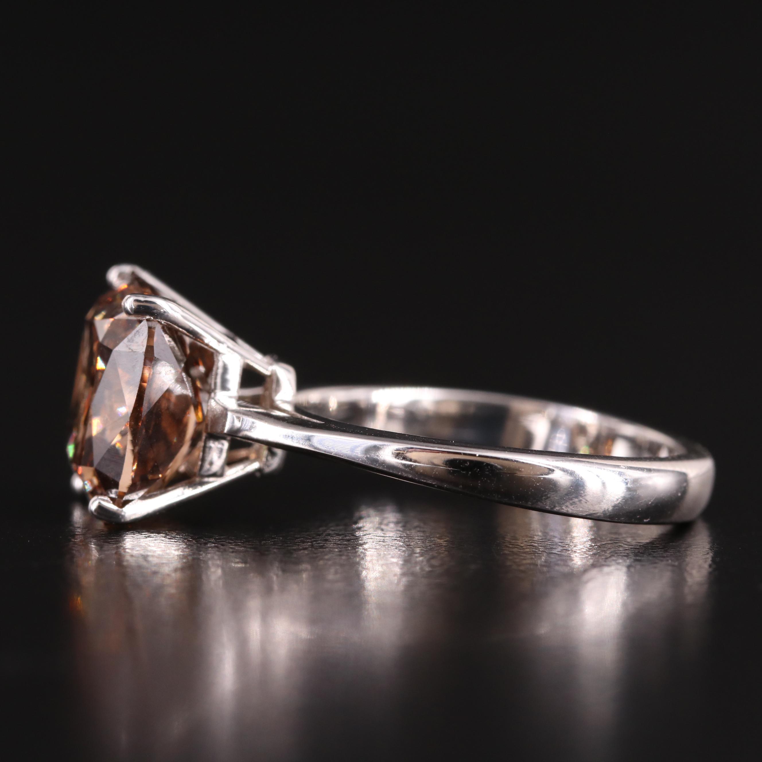 18K 5.03 CT Fancy Dark Brown Diamond Solitaire Ring
