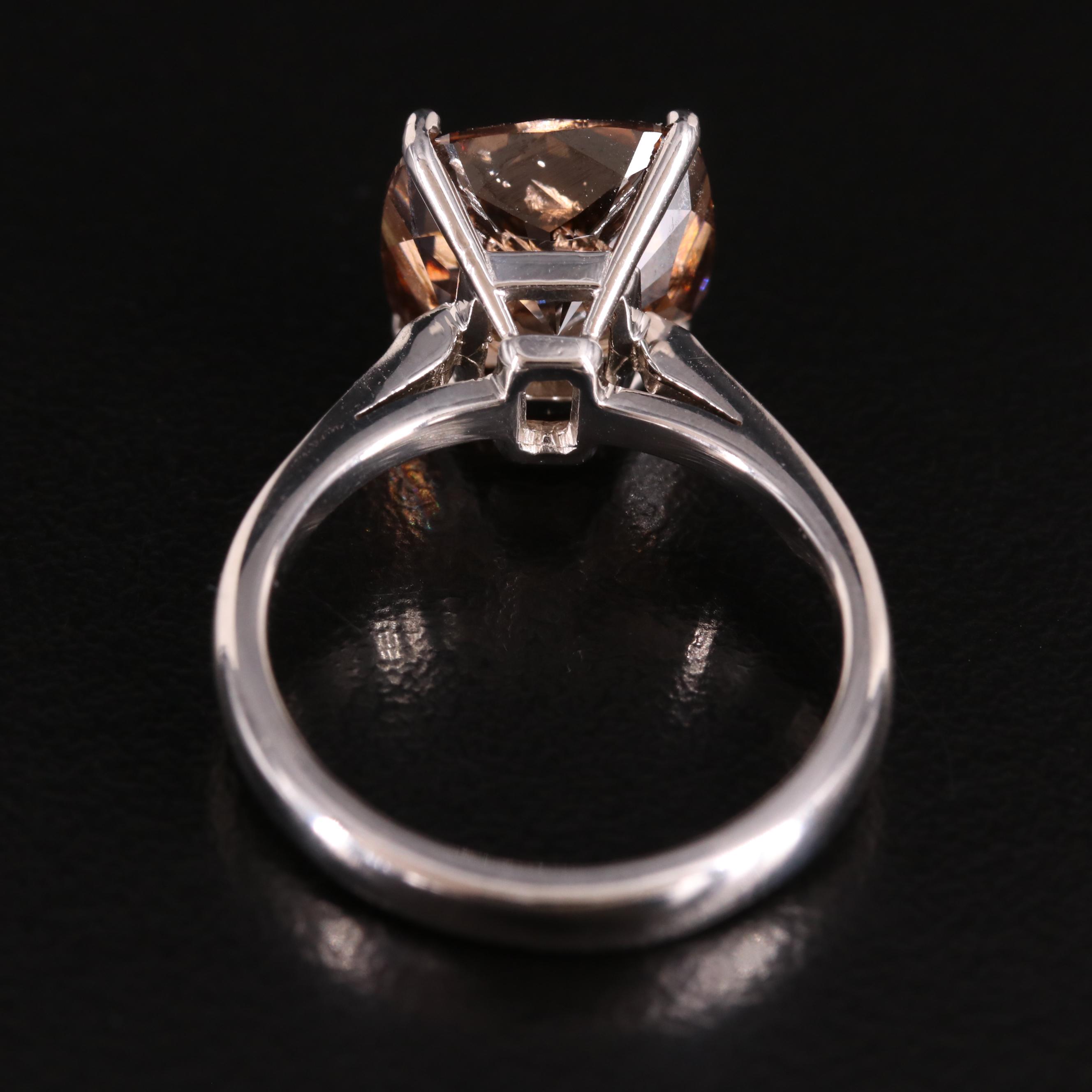 18K 5.03 CT Fancy Dark Brown Diamond Solitaire Ring