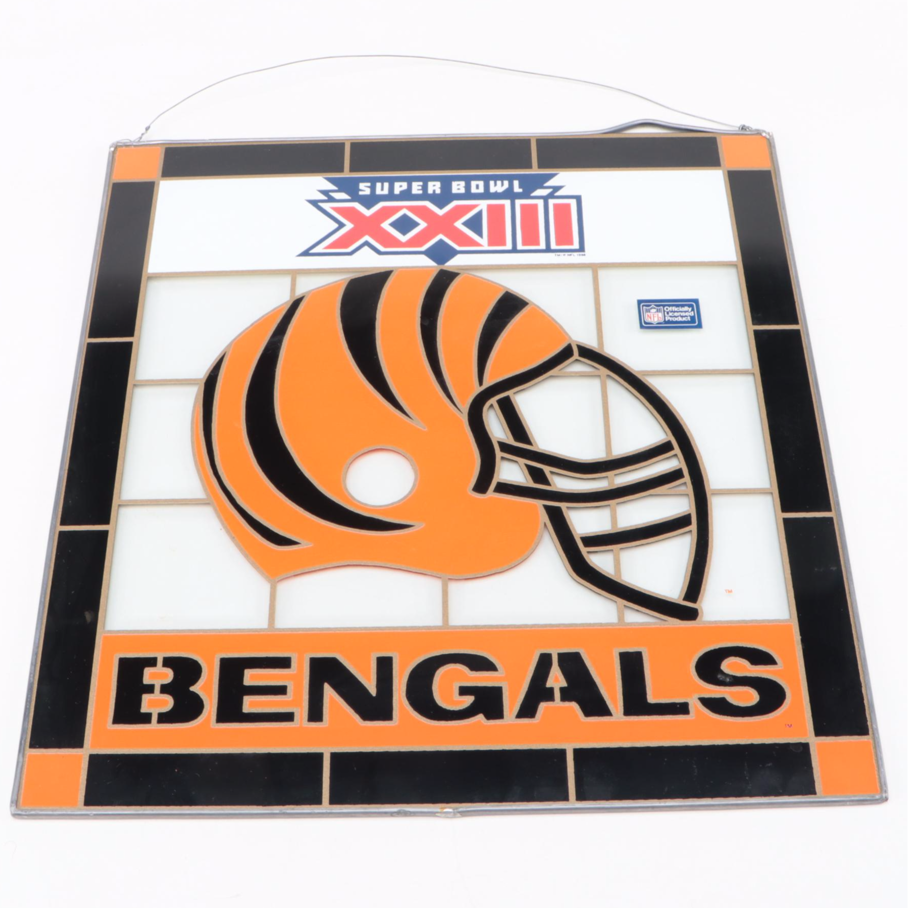 Cincinnati Bengals Super Bowl 23 Stained Glass Panel, Hu-Dey Bengals Beer Cans