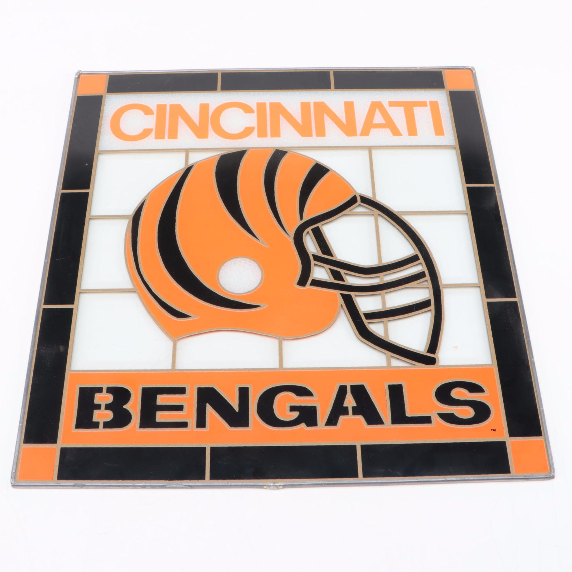 Cincinnati Bengals Super Bowl 23 Stained Glass Panel, Hu-Dey Bengals Beer Cans