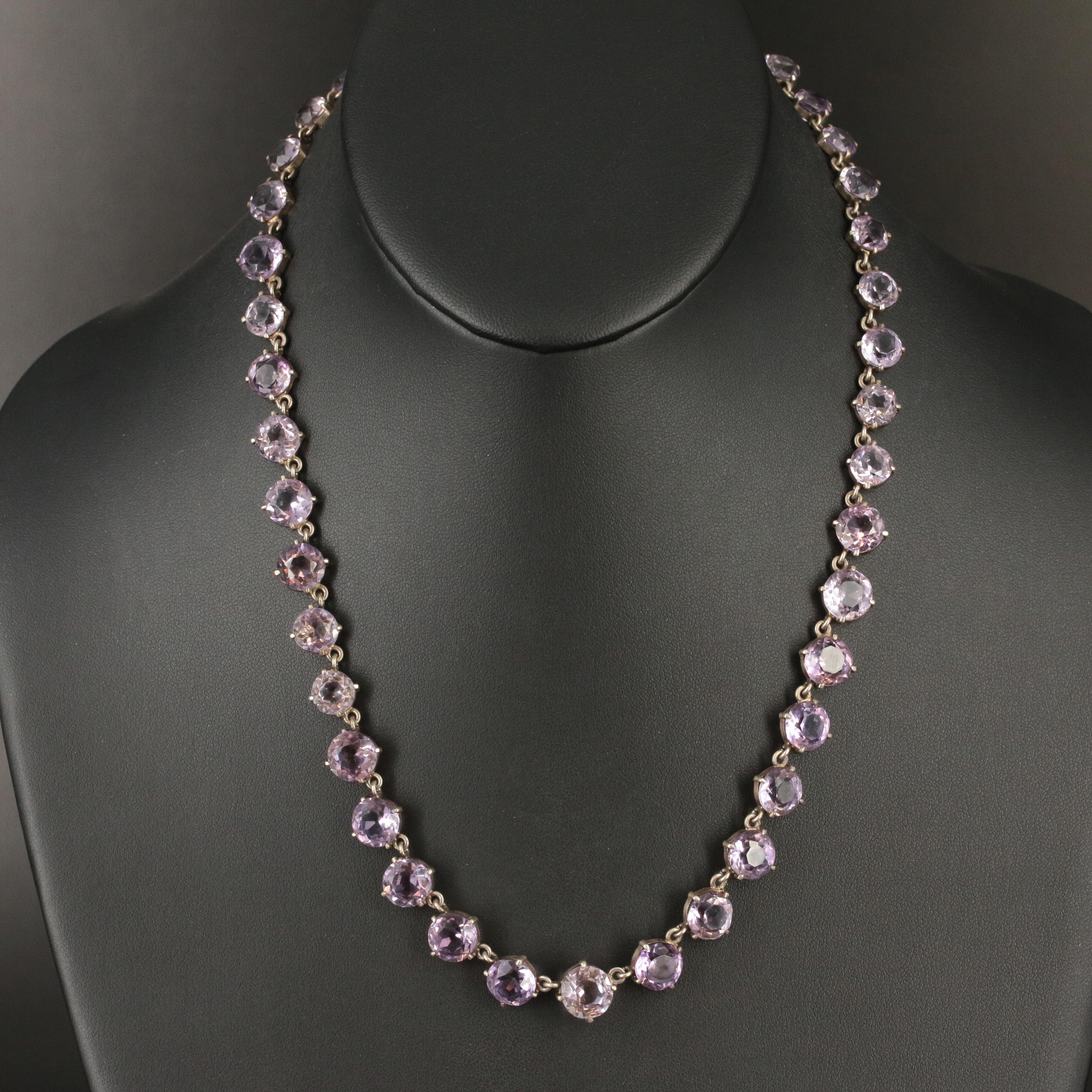 Vintage 830 Silver Amethyst Necklace and Matching Bracelet