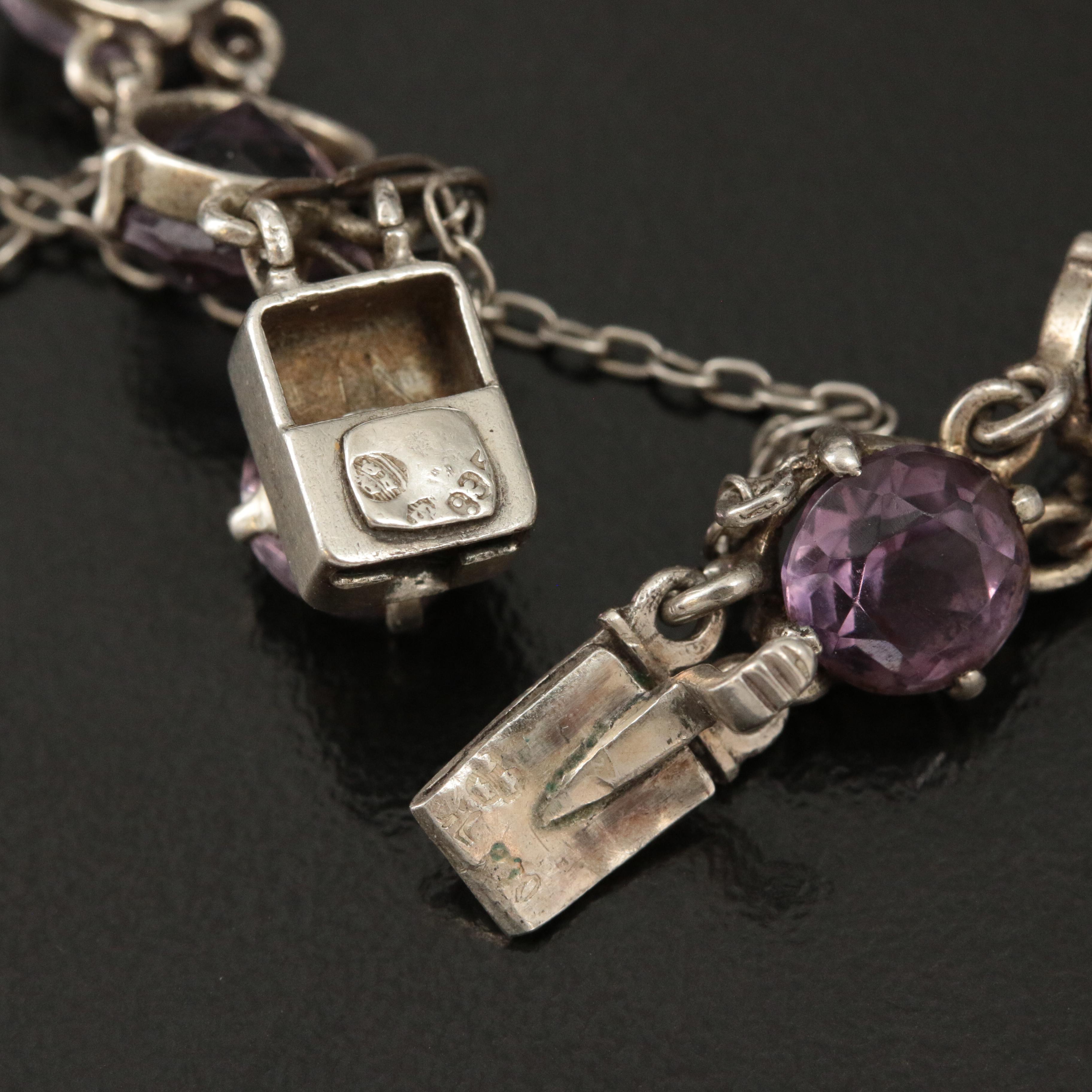 Vintage 830 Silver Amethyst Necklace and Matching Bracelet